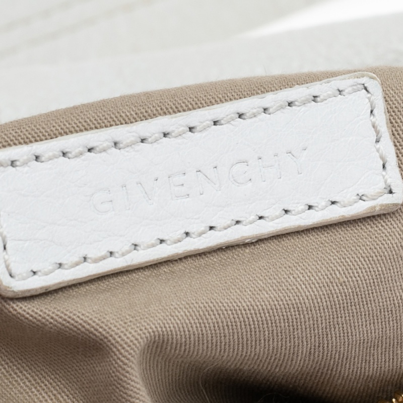 Givenchy White Leather East West Buckle Top Handle Bag