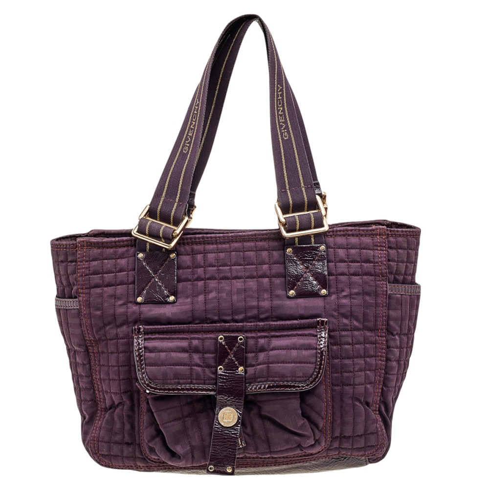 Givenchy Purple Signature Fabric And Patent Leather Tote