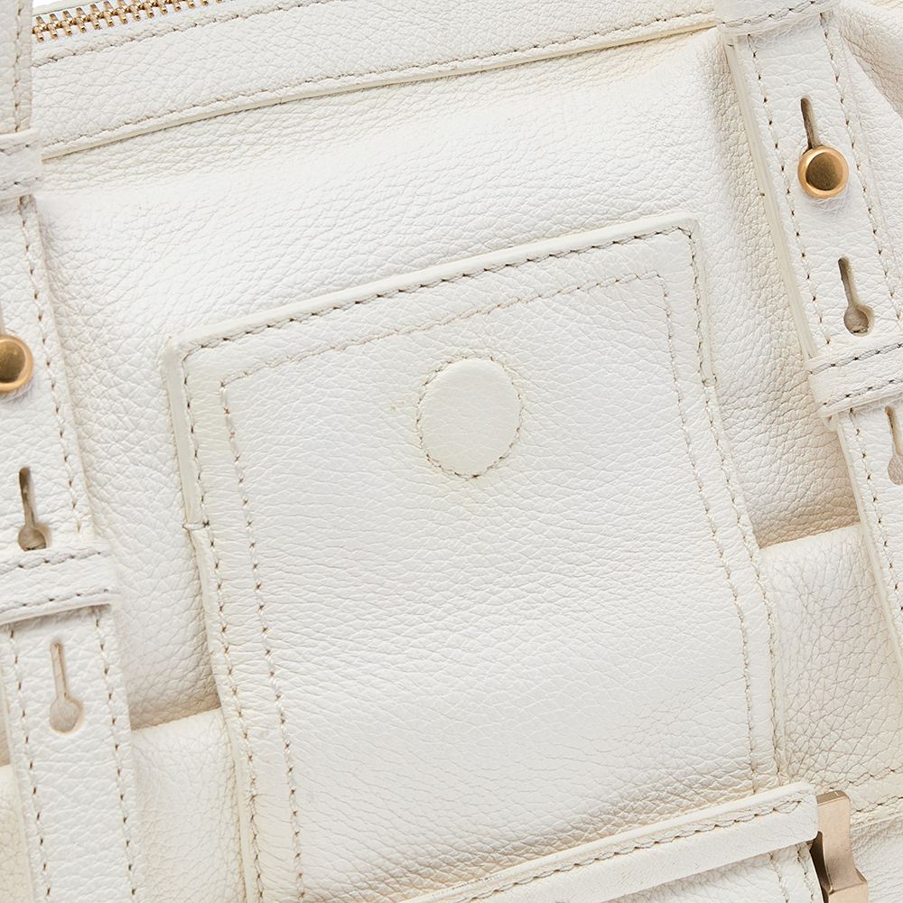 Givenchy White Leather Zip Satchel