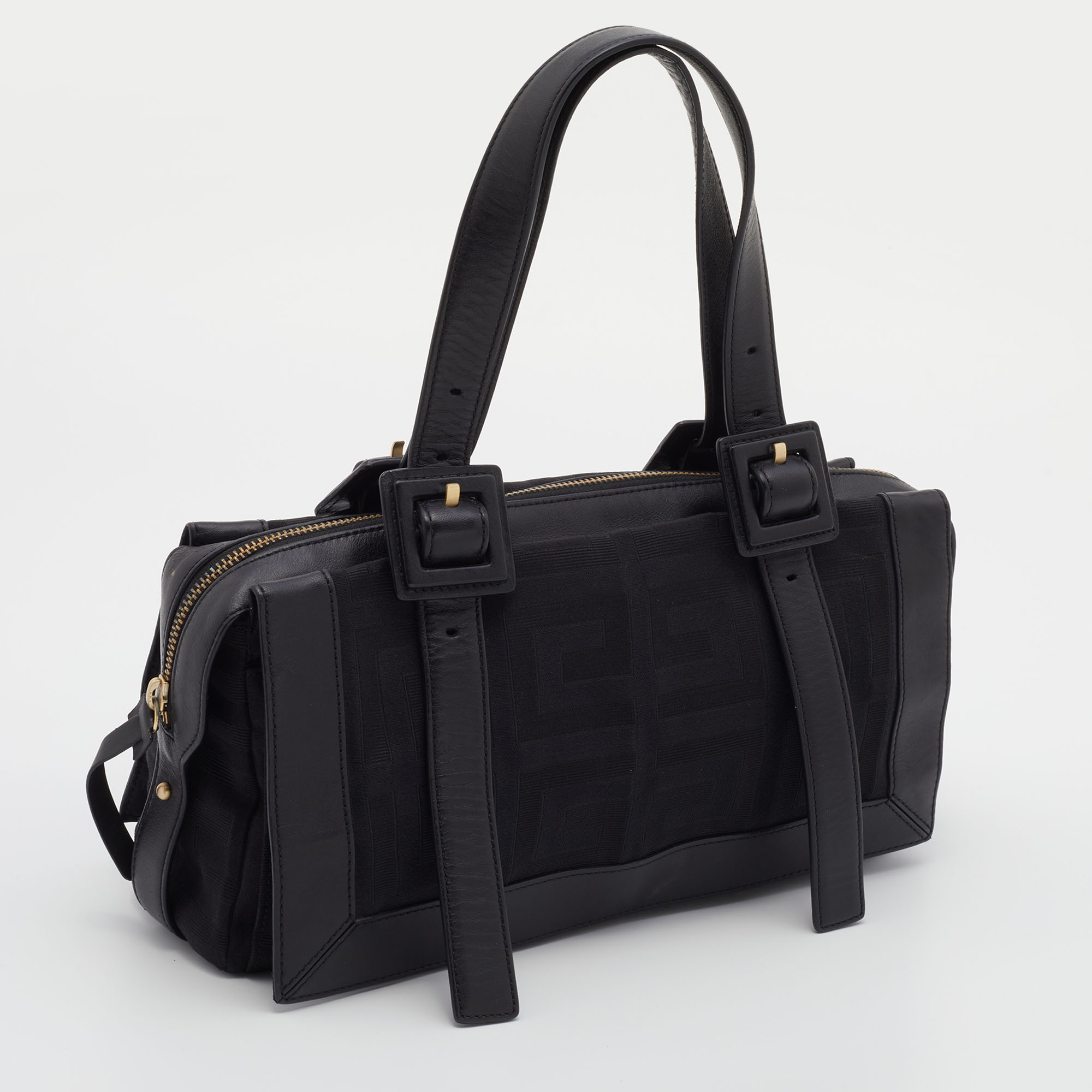 Givenchy Black Monogram Canvas And Leather Satchel
