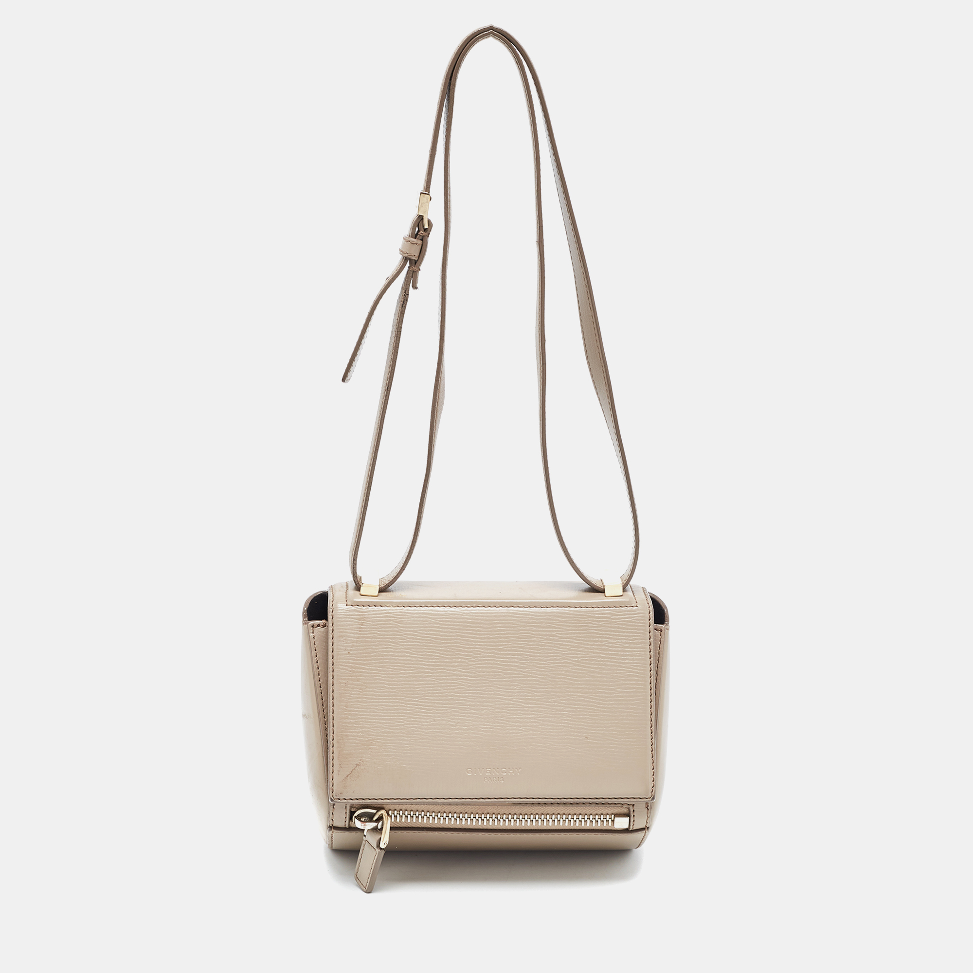 Givenchy Beige Leather Mini Pandora Box Crossbody Bag