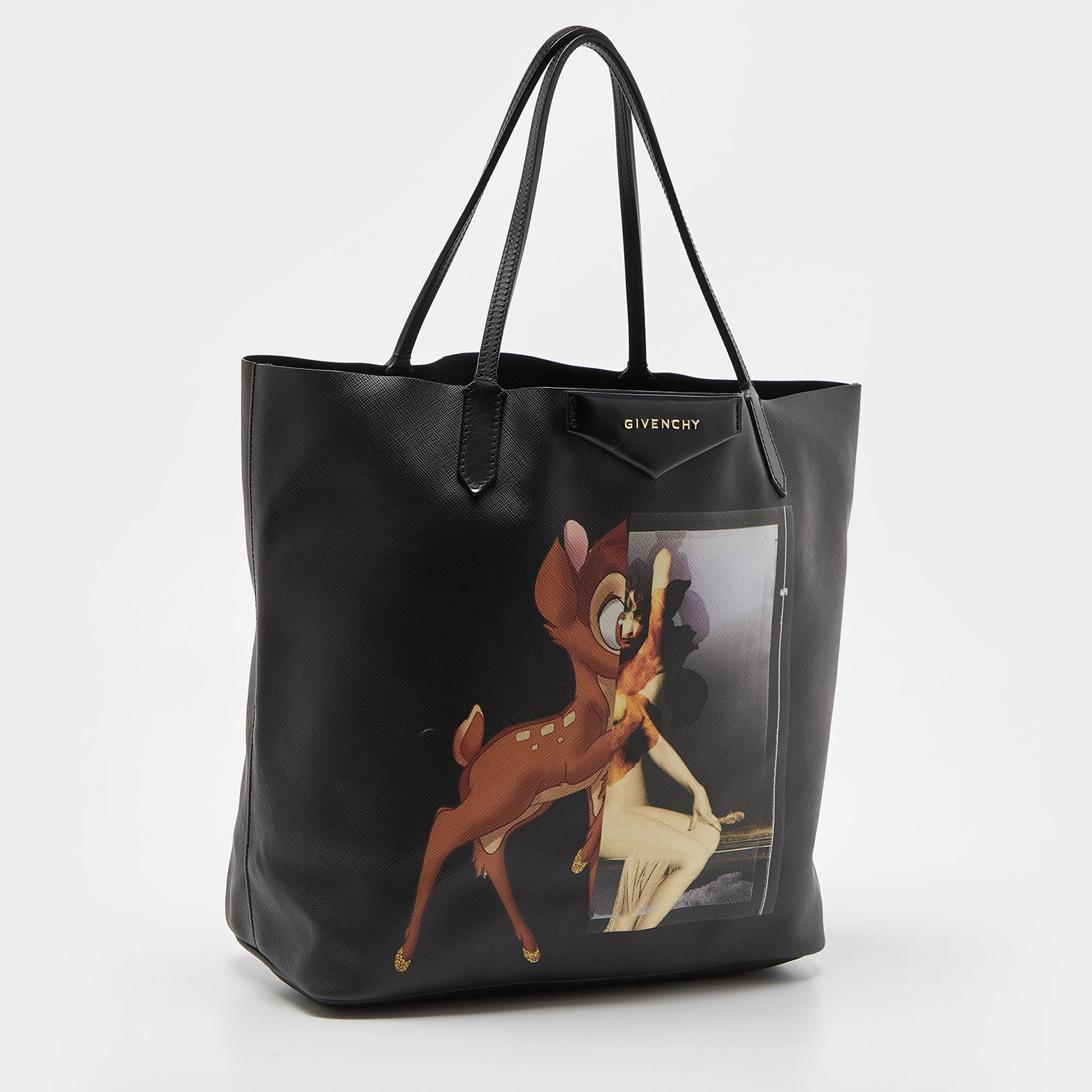 Givenchy Black Bambi Print Coated Canvas And Leather Antigona Shopper Tote