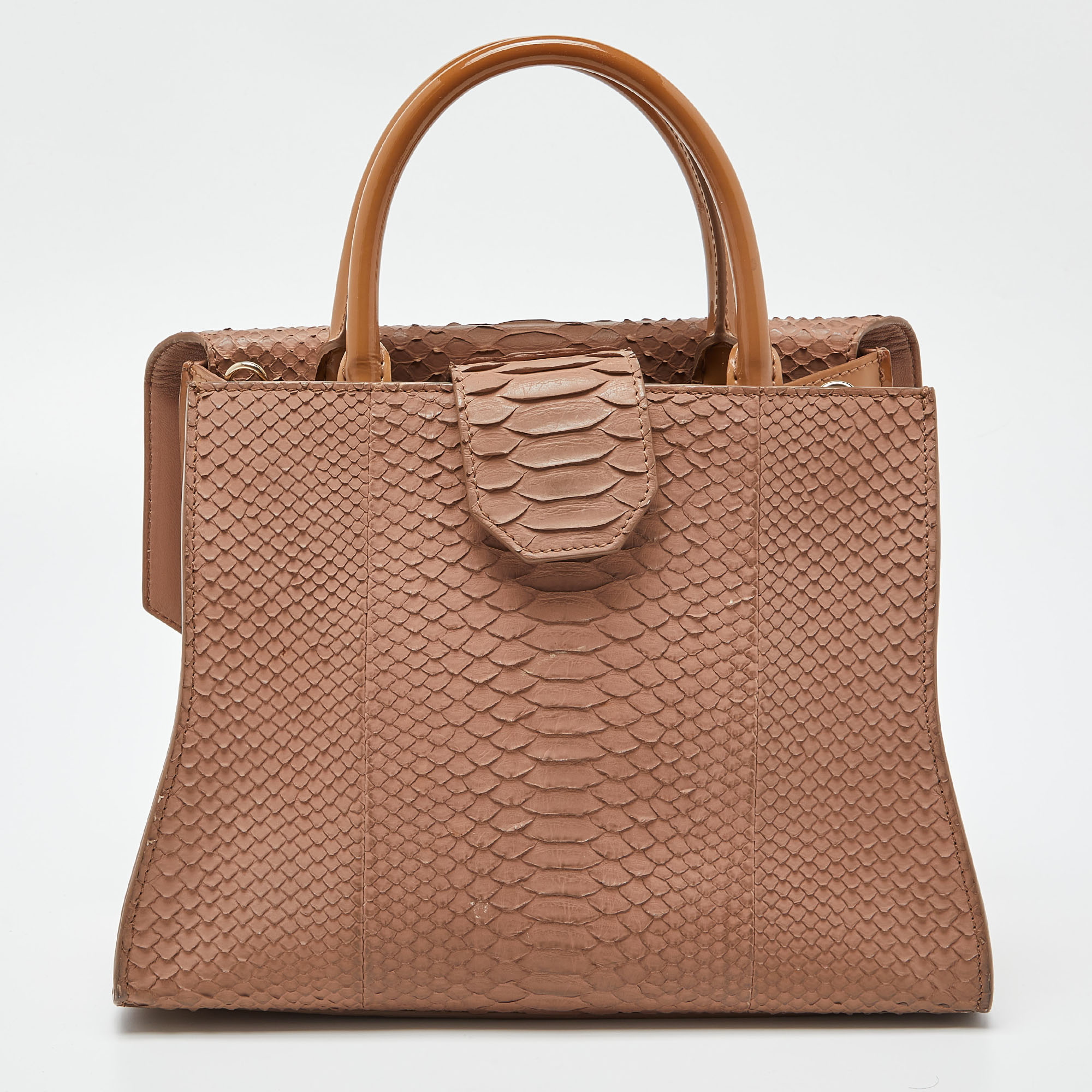 Givenchy Beige Watersnake Leather And Patent Leather Medium Obsedia Tote