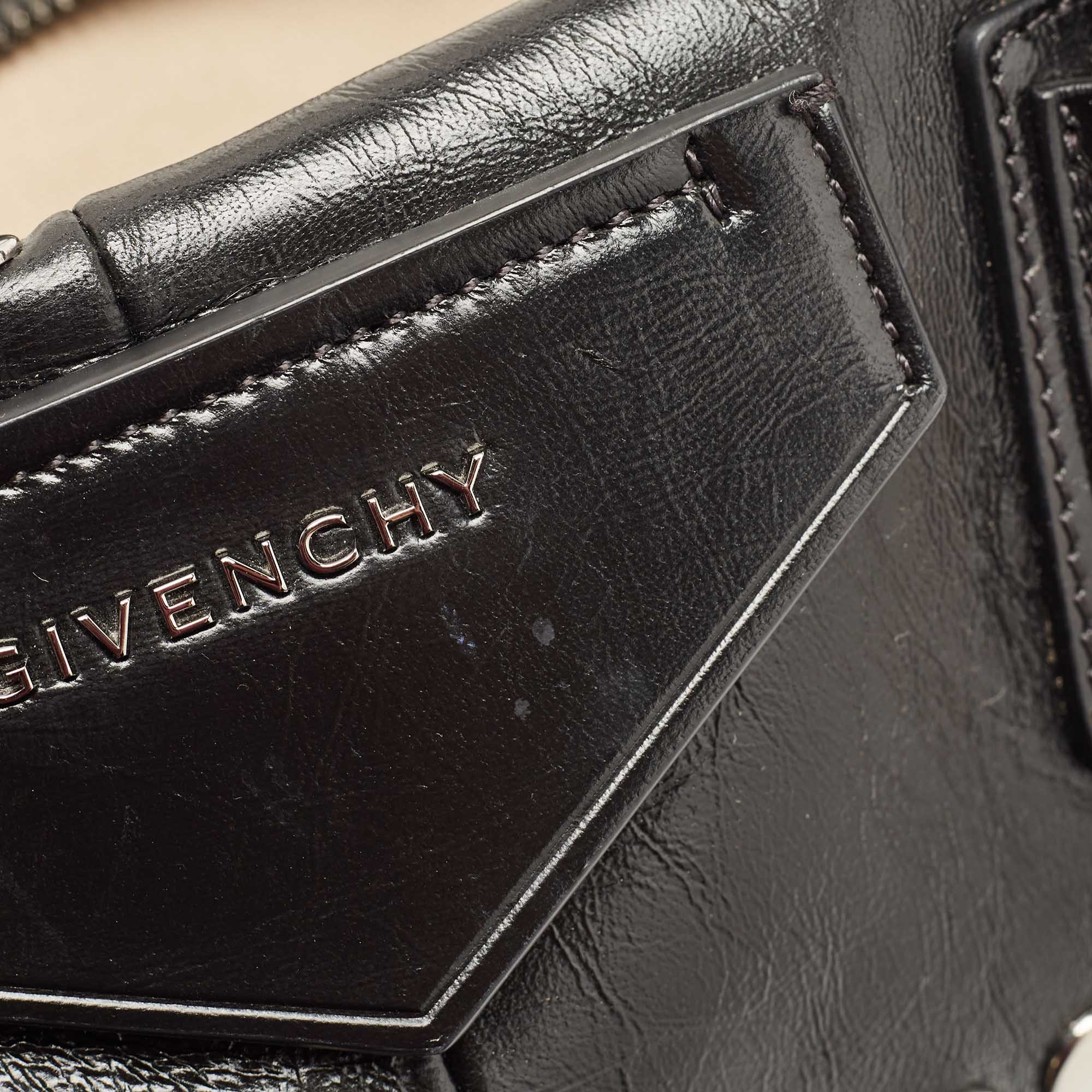 Givenchy Black Glossy Leather Studded Antigona Soft Satchel