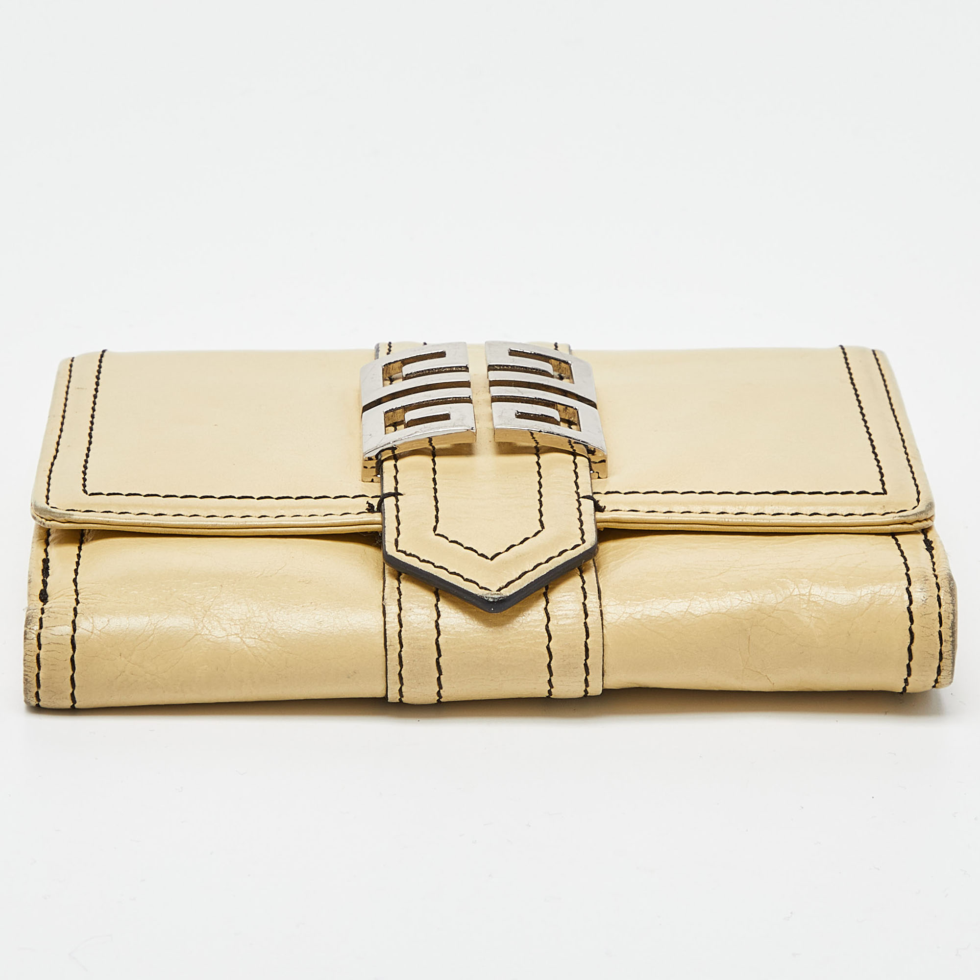 Givenchy Beige Leather Flap Compact Wallet