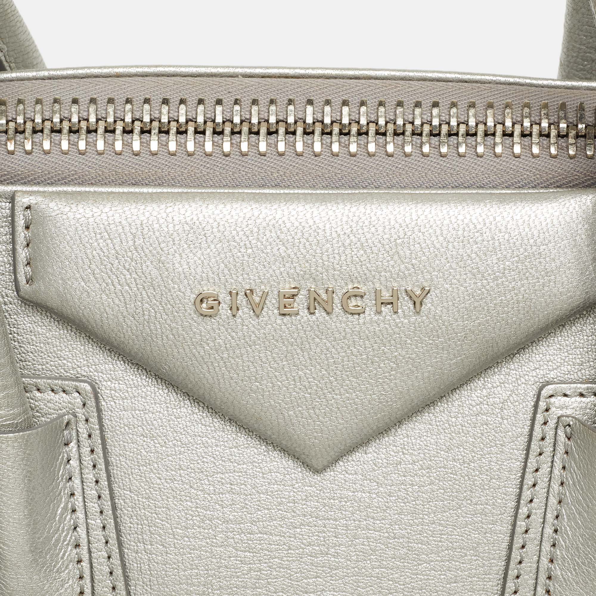 Givenchy Silver Leather Small Antigona Satchel