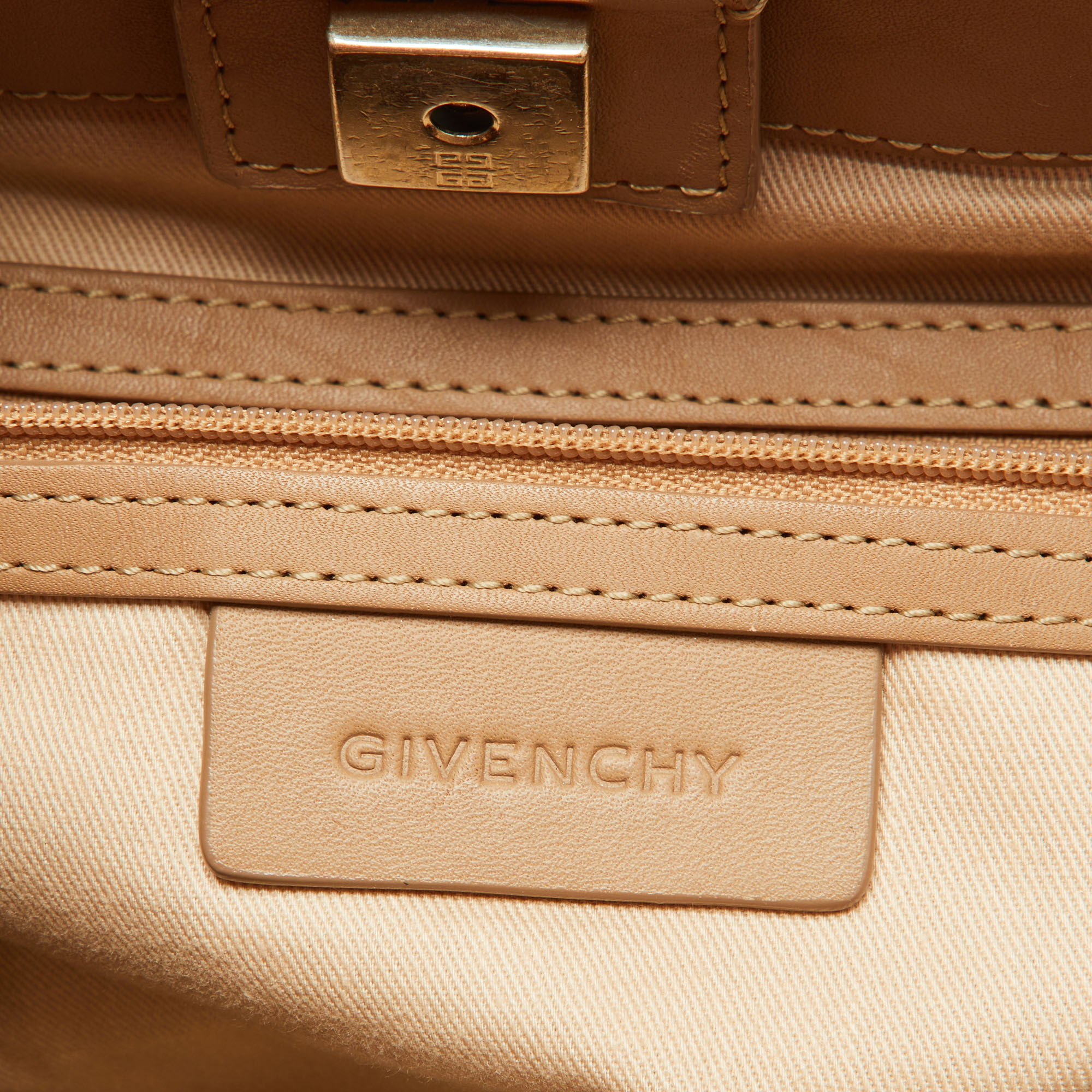 Givenchy Beige/Cream Monogram Coated Canvas And Leather Double Zip Tote