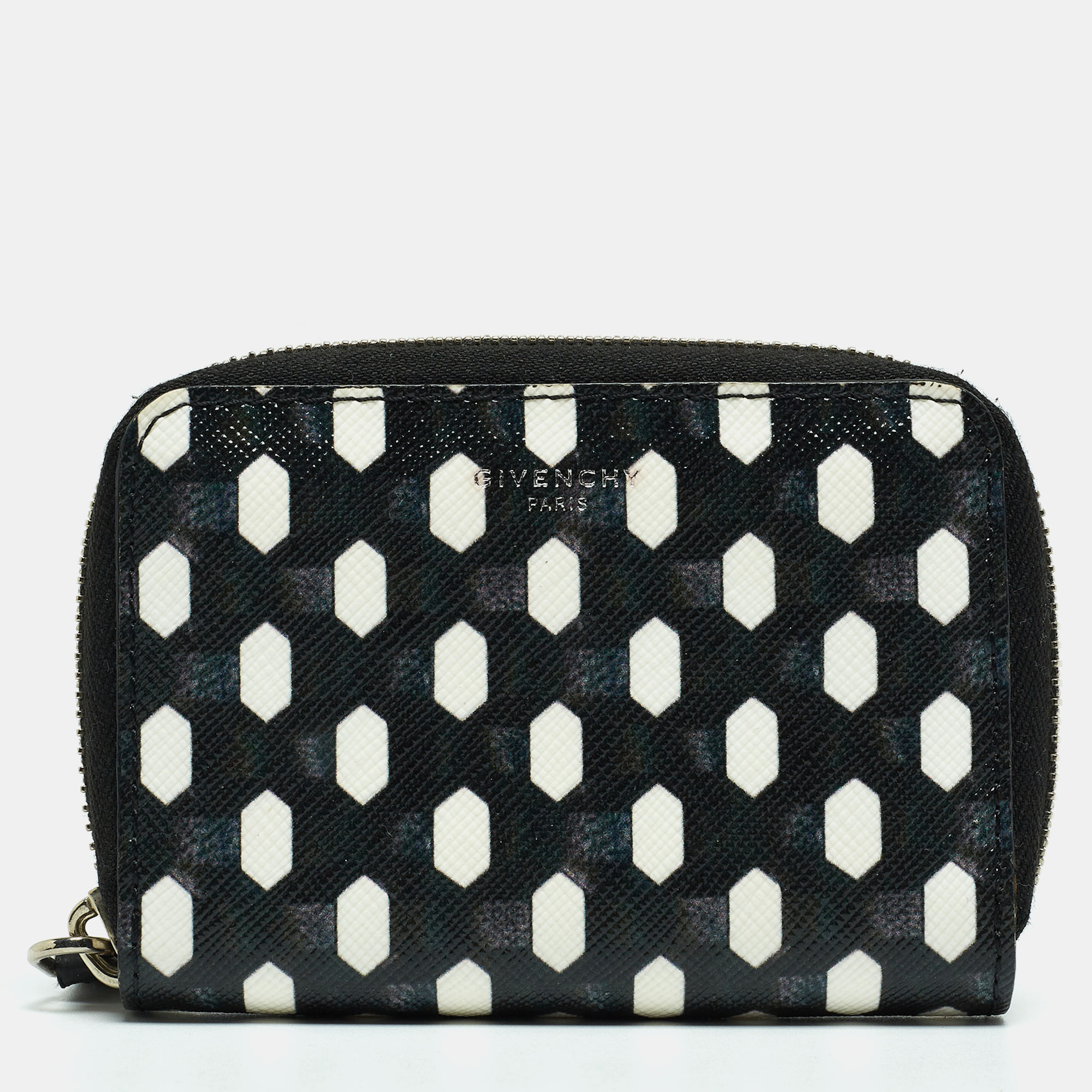 Givenchy Black/White Graphic Print Coated Canvas Zip Around Wallet