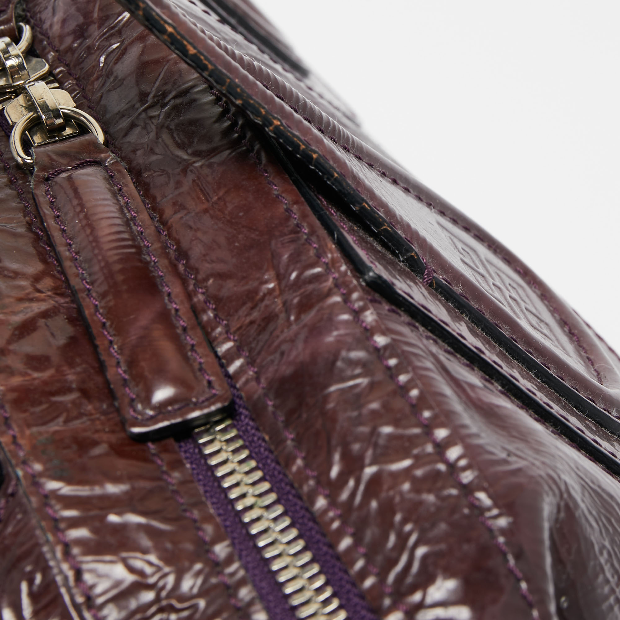 Givenchy Plum Aged Patent Leather Medium Nightingale Satchel