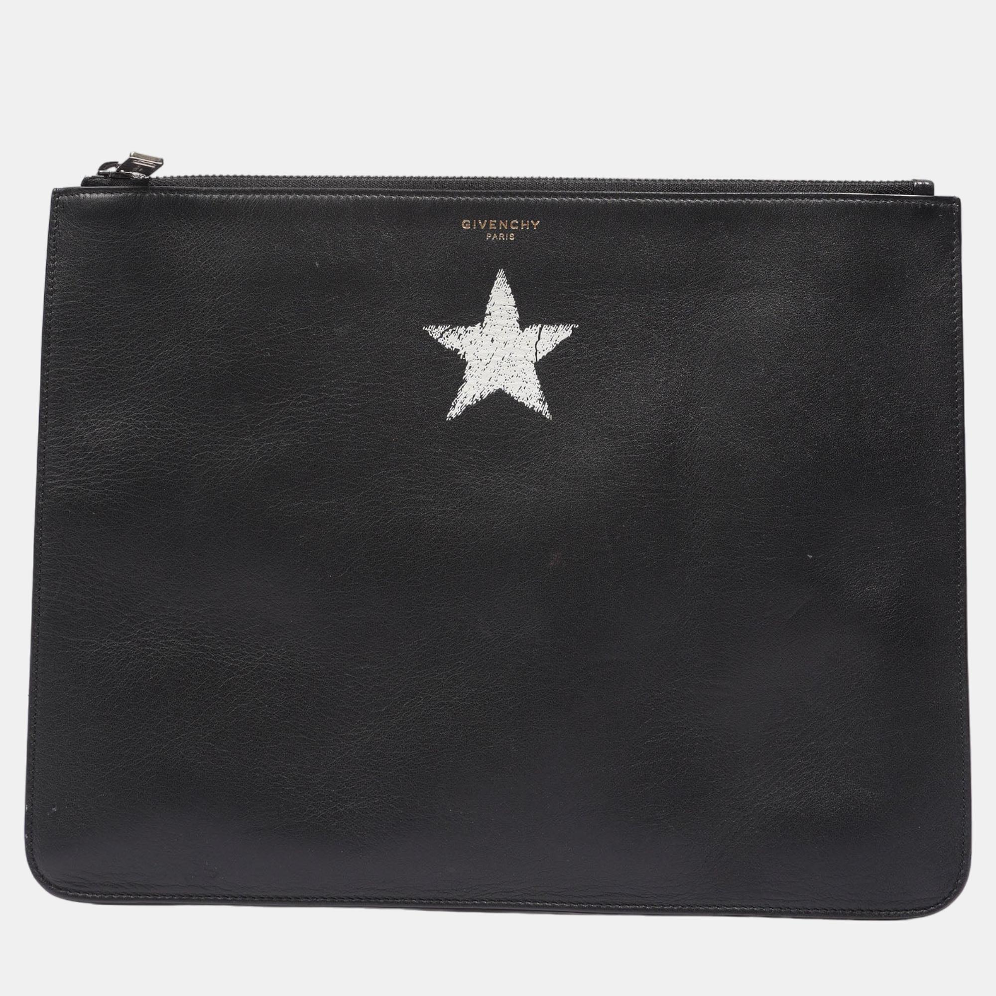 Givenchy Star Clutch Black Leather