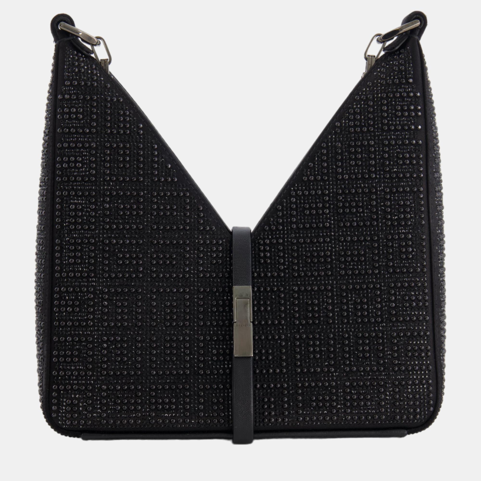 Givenchy Black Crystal Embellished Mini Cut Out Shoulder Bag