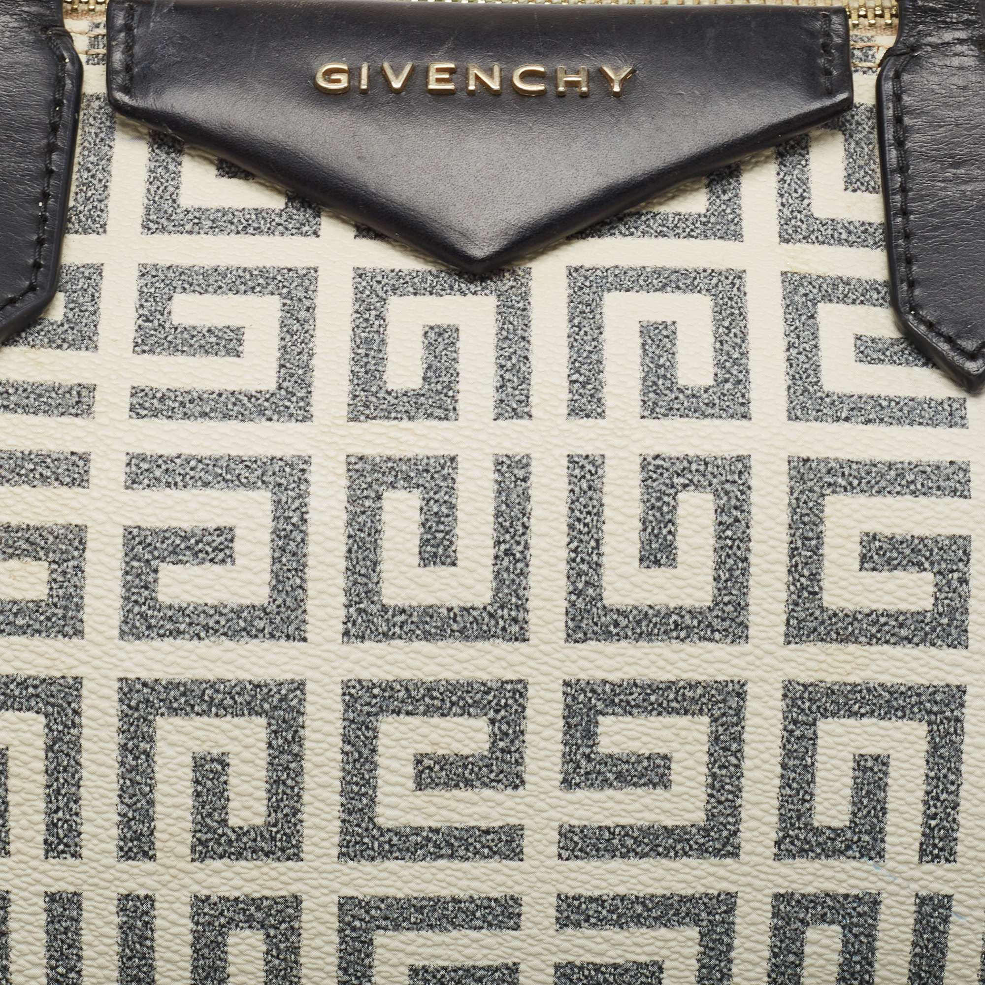 Givenchy Black/White Monogram Coated Canvas And Leather Boston Bag W/Wallet