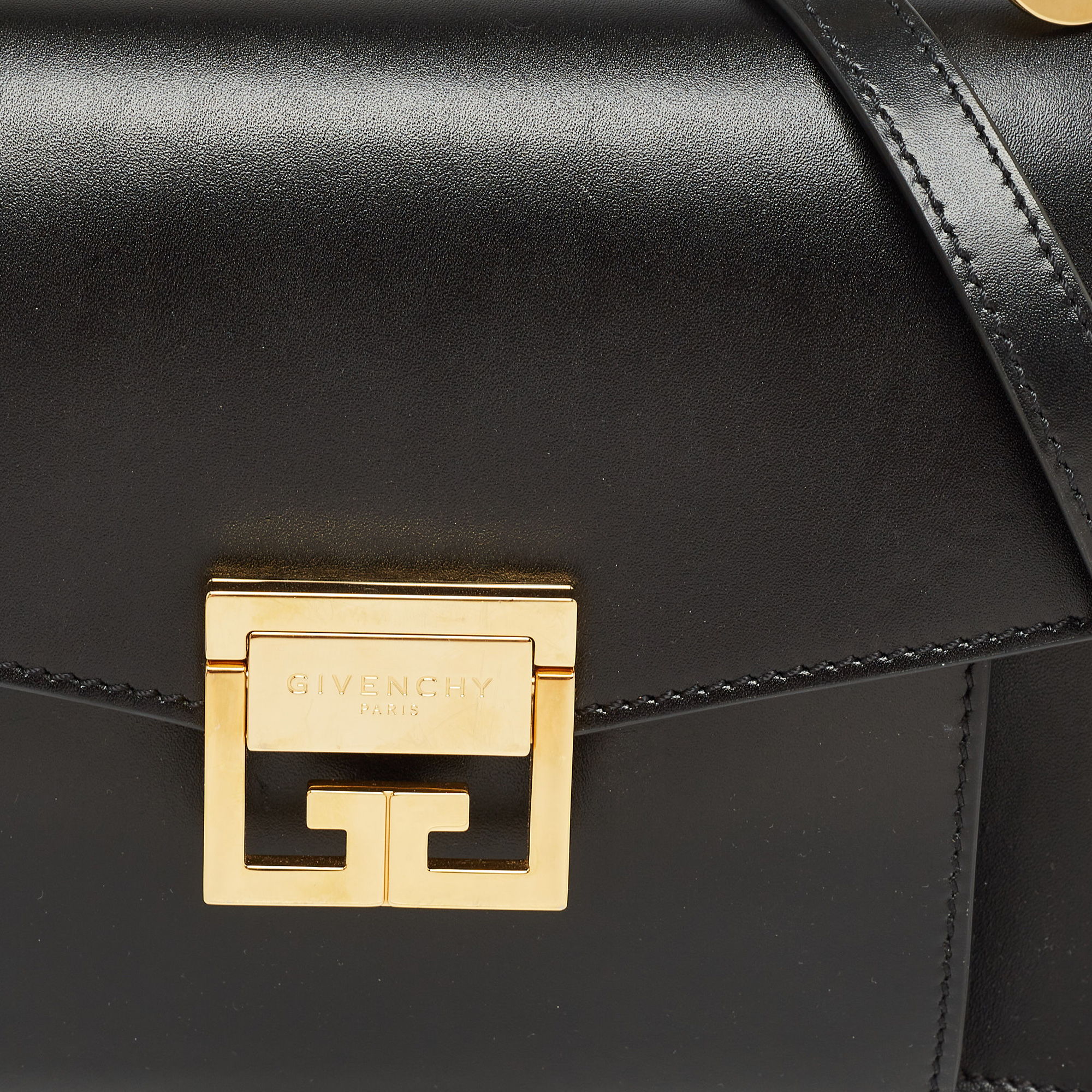 Givenchy Black Glossy Leather Small GV3 Shoulder Bag