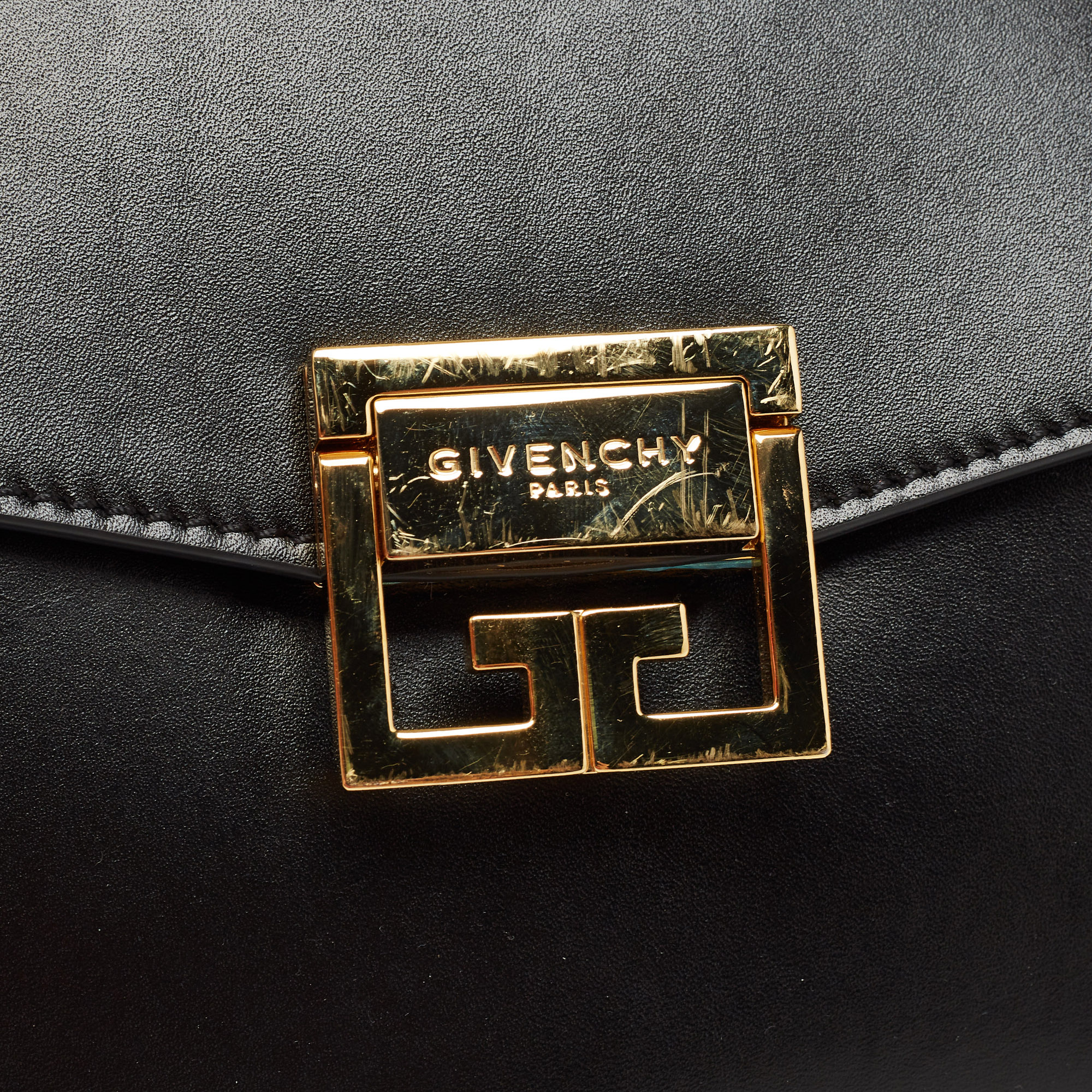 Givenchy Black Glossy Leather Small GV3 Shoulder Bag