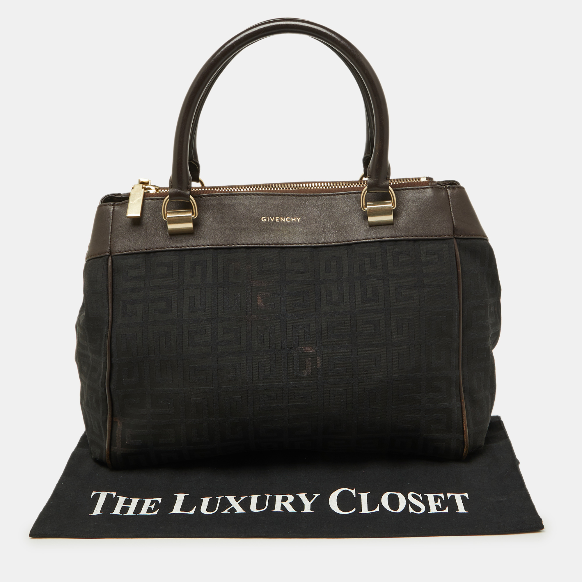 Givenchy Brown/Black Monogram Canvas And Leather Double Zip Tote