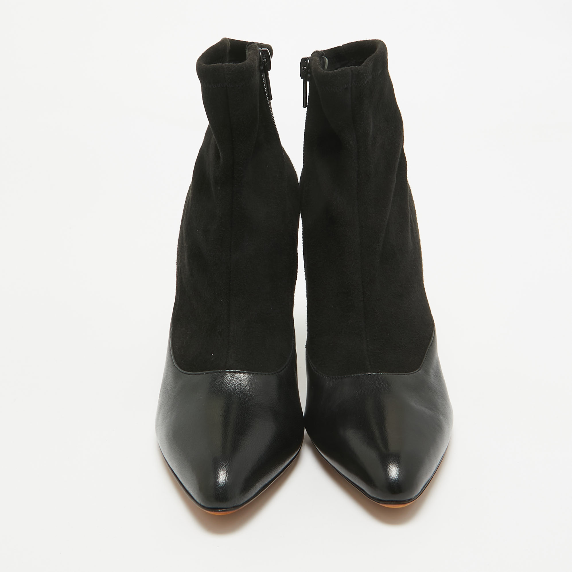 Givenchy Black Leather And Suede Ankle Length Boots Size 38