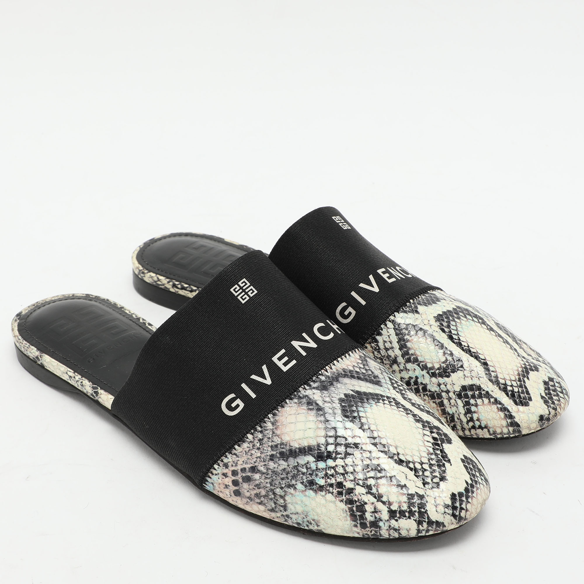 Givenchy Multicolor Python Embossed Leather Bedford Mules Size 37