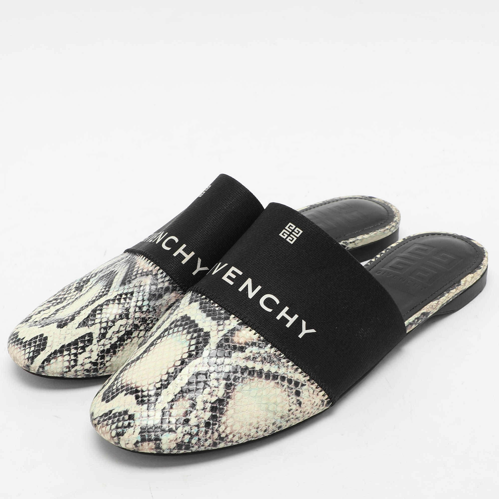 Givenchy Multicolor Python Embossed Leather Bedford Mules Size 37