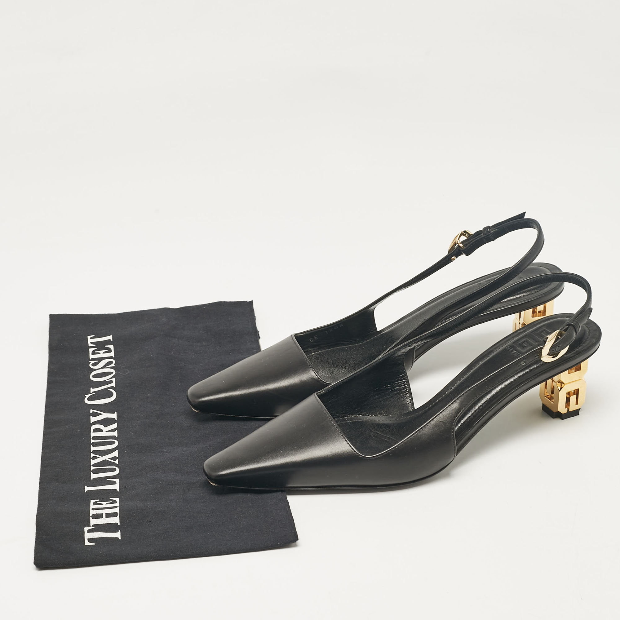 Givenchy Black Leather Slingback Pumps Size 38