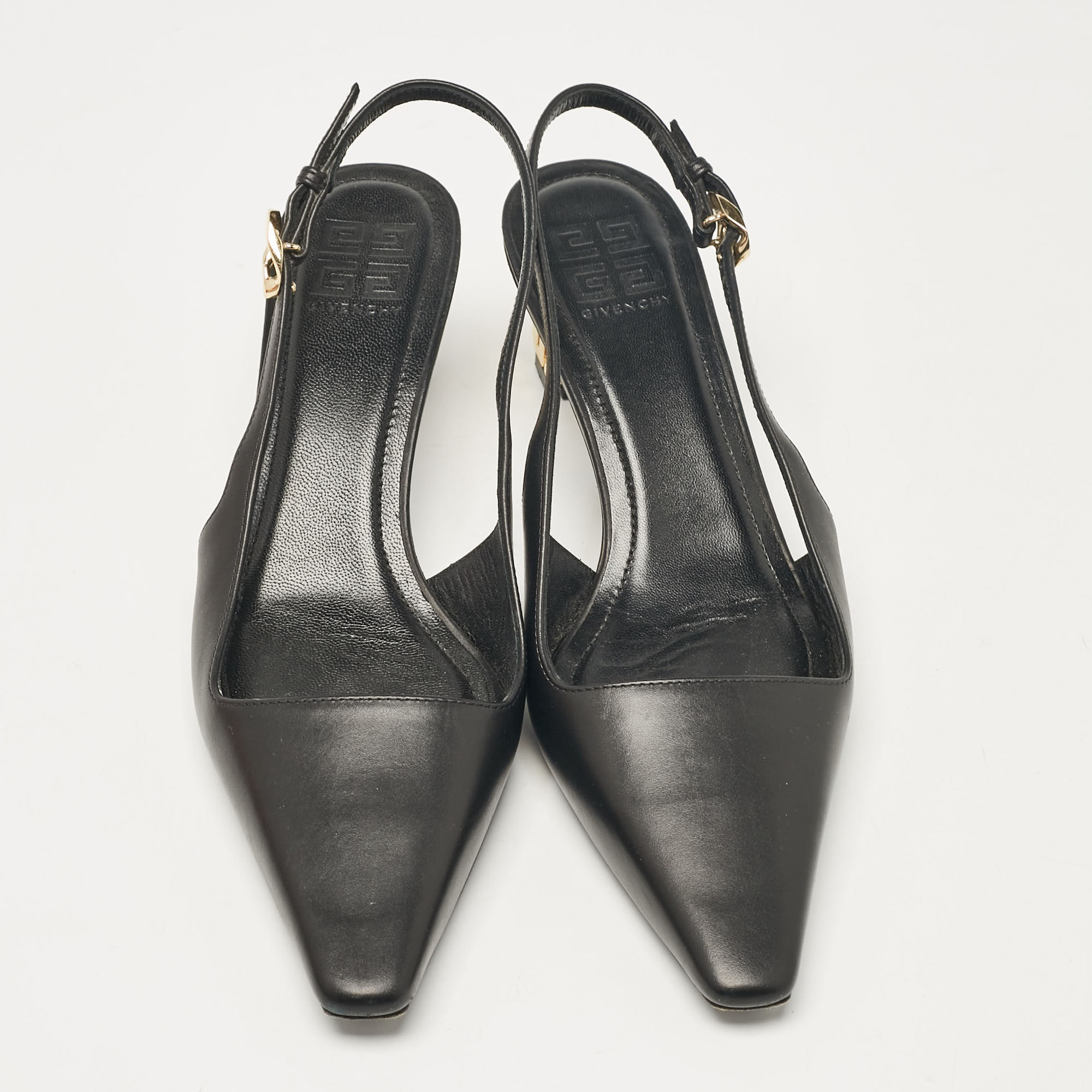 Givenchy Black Leather Slingback Pumps Size 38