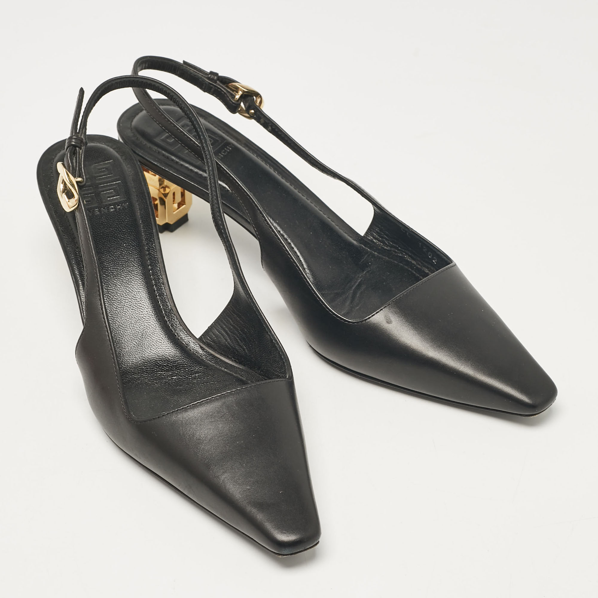 Givenchy Black Leather Slingback Pumps Size 38