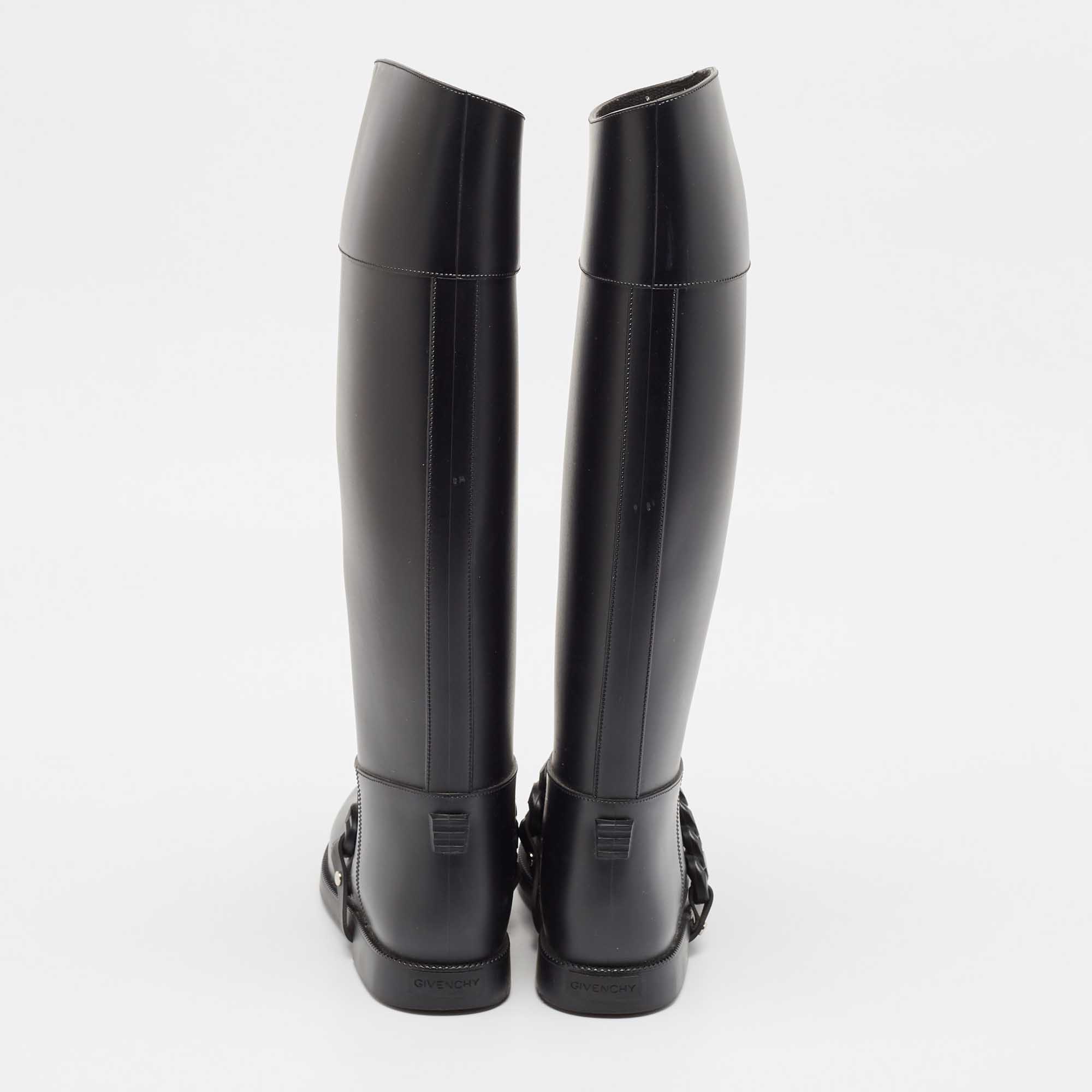 Givenchy Black Rubber Pluie Chain Rain Boots Size 38