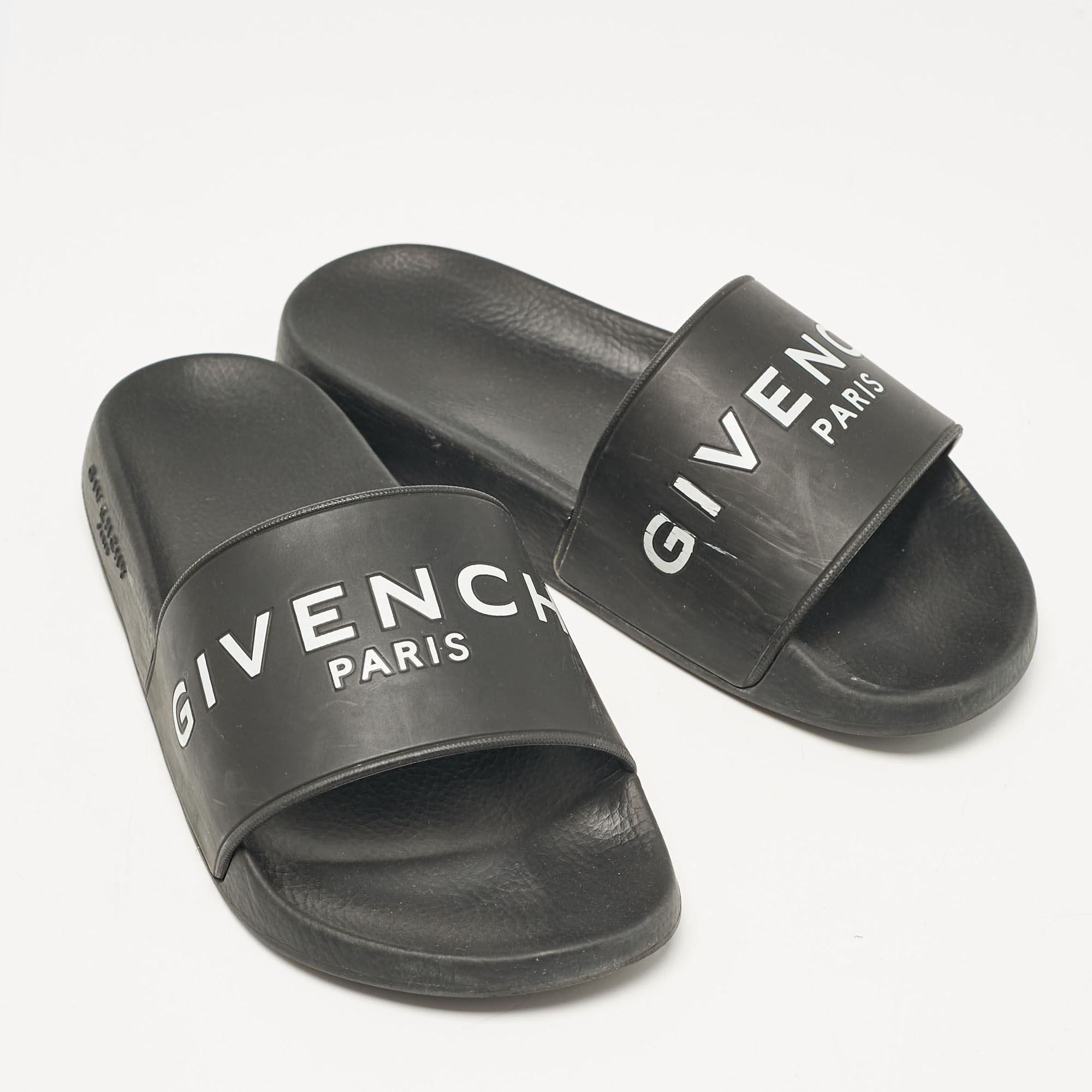 Givenchy Black Rubber Logo Pool Slides Size 37