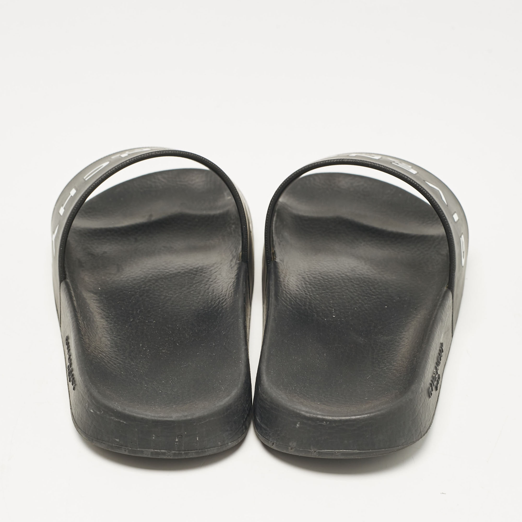 Givenchy Black Rubber Logo Pool Slides Size 37