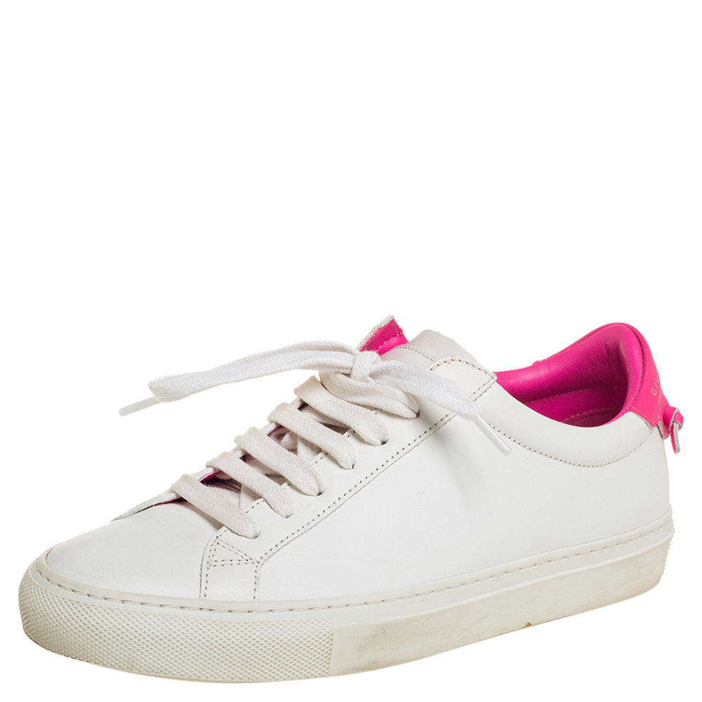 Givenchy White/Pink Leather Urban Street Knot Low Top Sneakers Size 36