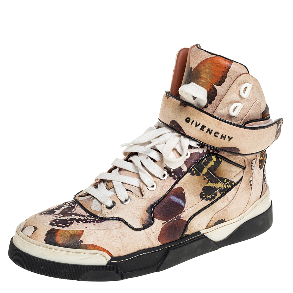 Givenchy Multicolor Butterfly Print Leather Tyson High Top Sneakers Size 37.5