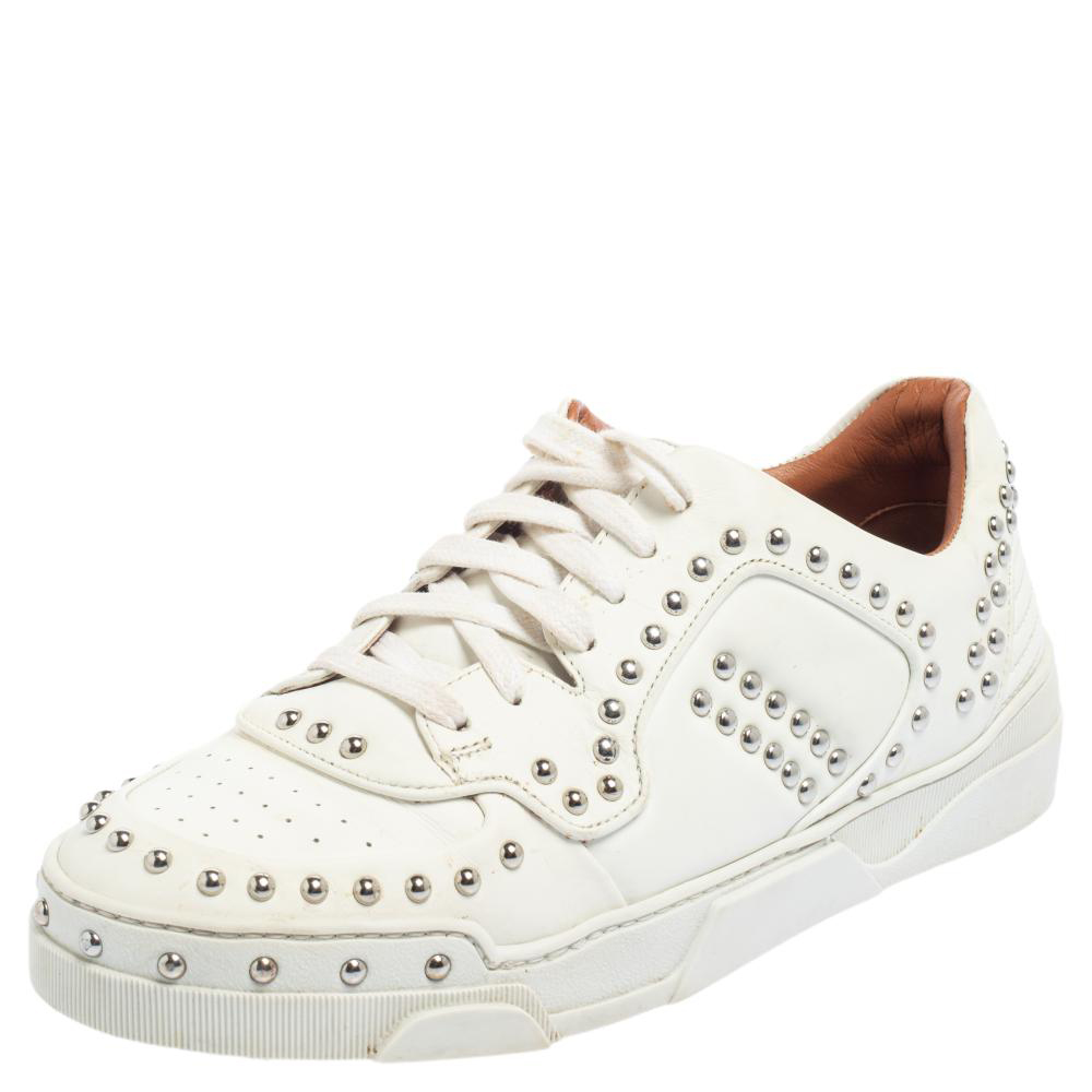 Givenchy White Leather Studded Tyson Low Top Sneakers Size 38