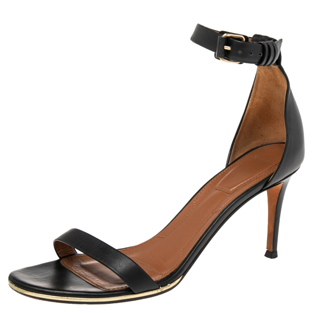Givenchy Black Leather Ankle Cuff Sandals Size 39