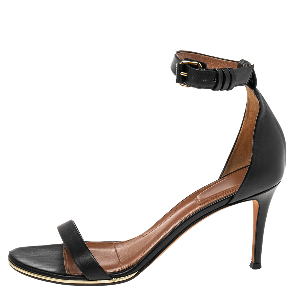 Givenchy Black Leather Ankle Cuff Sandals Size 39