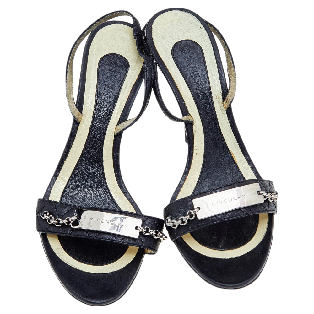 Givenchy Black Leather Ankle Strap Sandals Size 37
