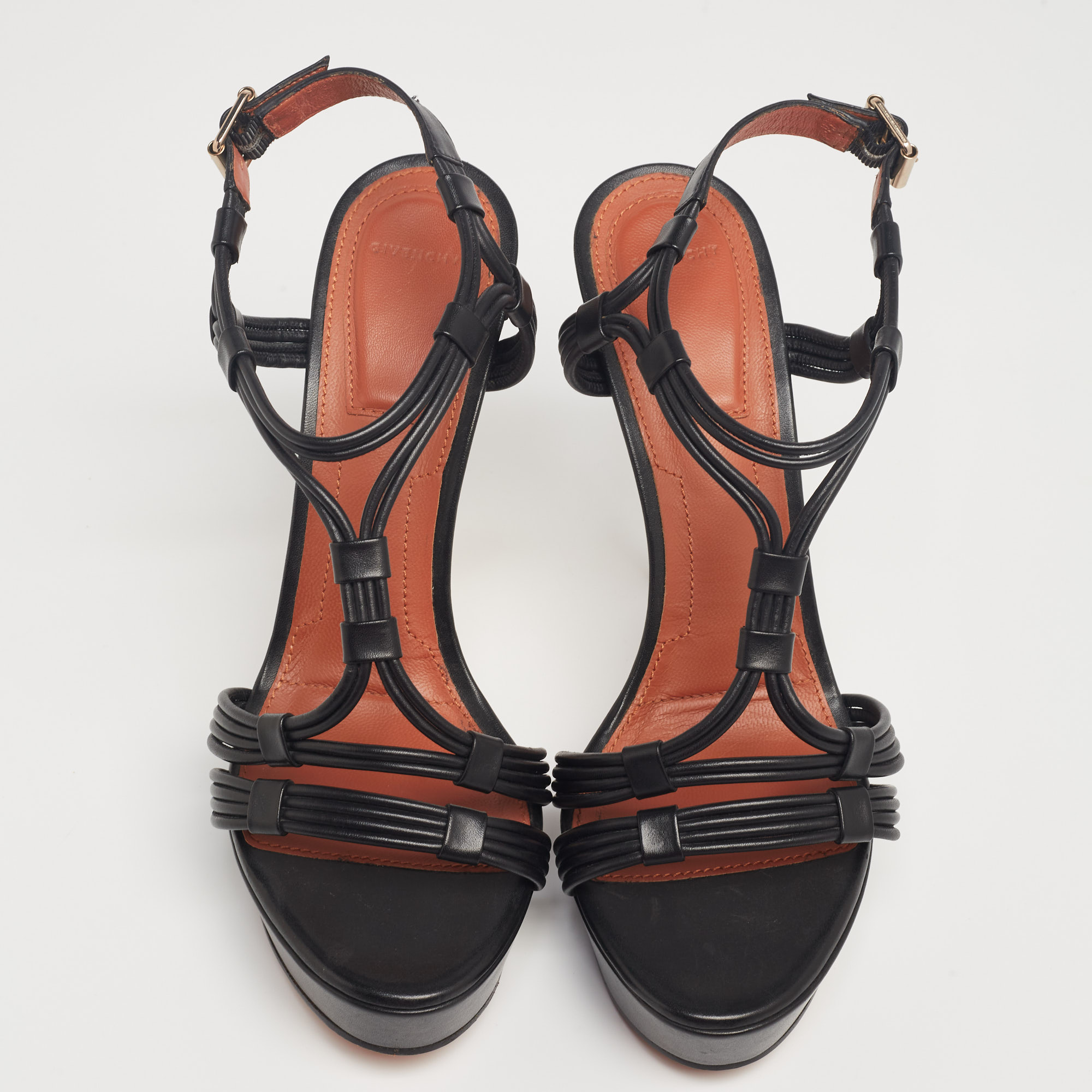 Givenchy Black Leather Platform Strappy Sandals Size 41
