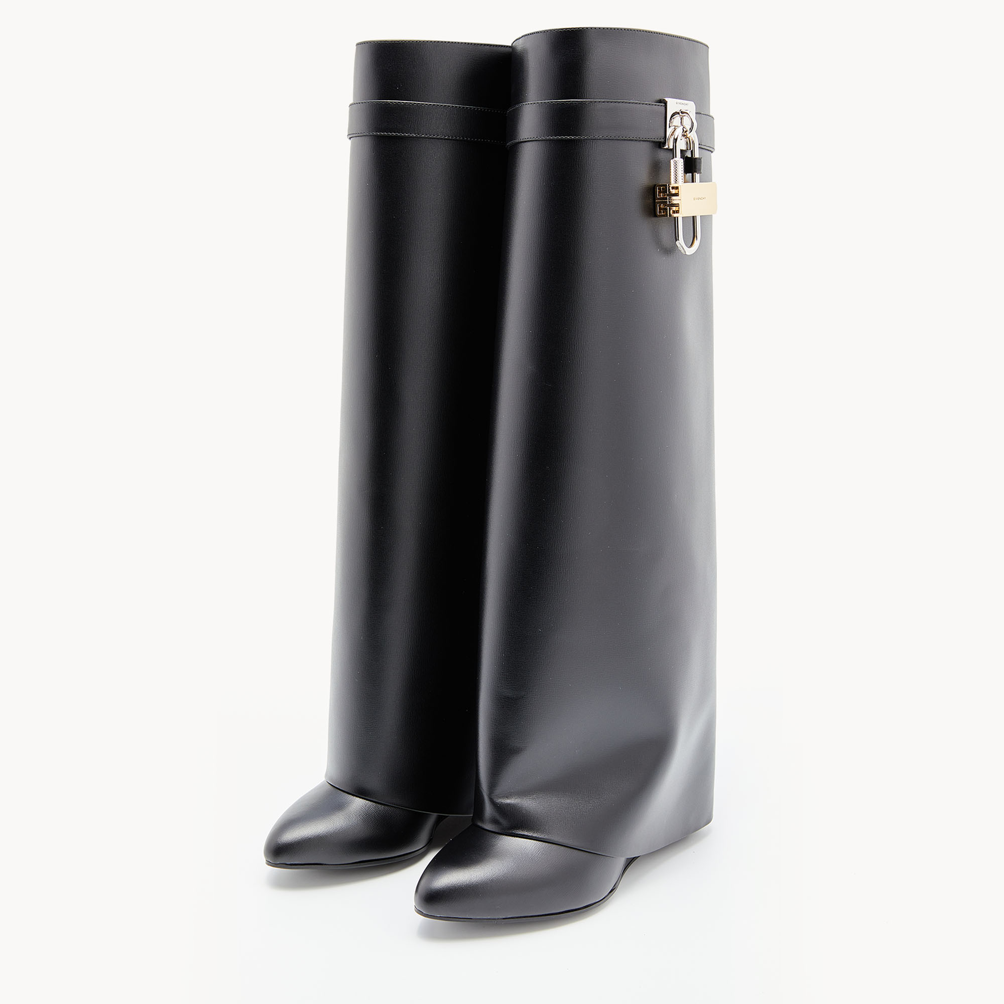 

Givenchy Black Leather Shark Lock Knee Length Boots Size