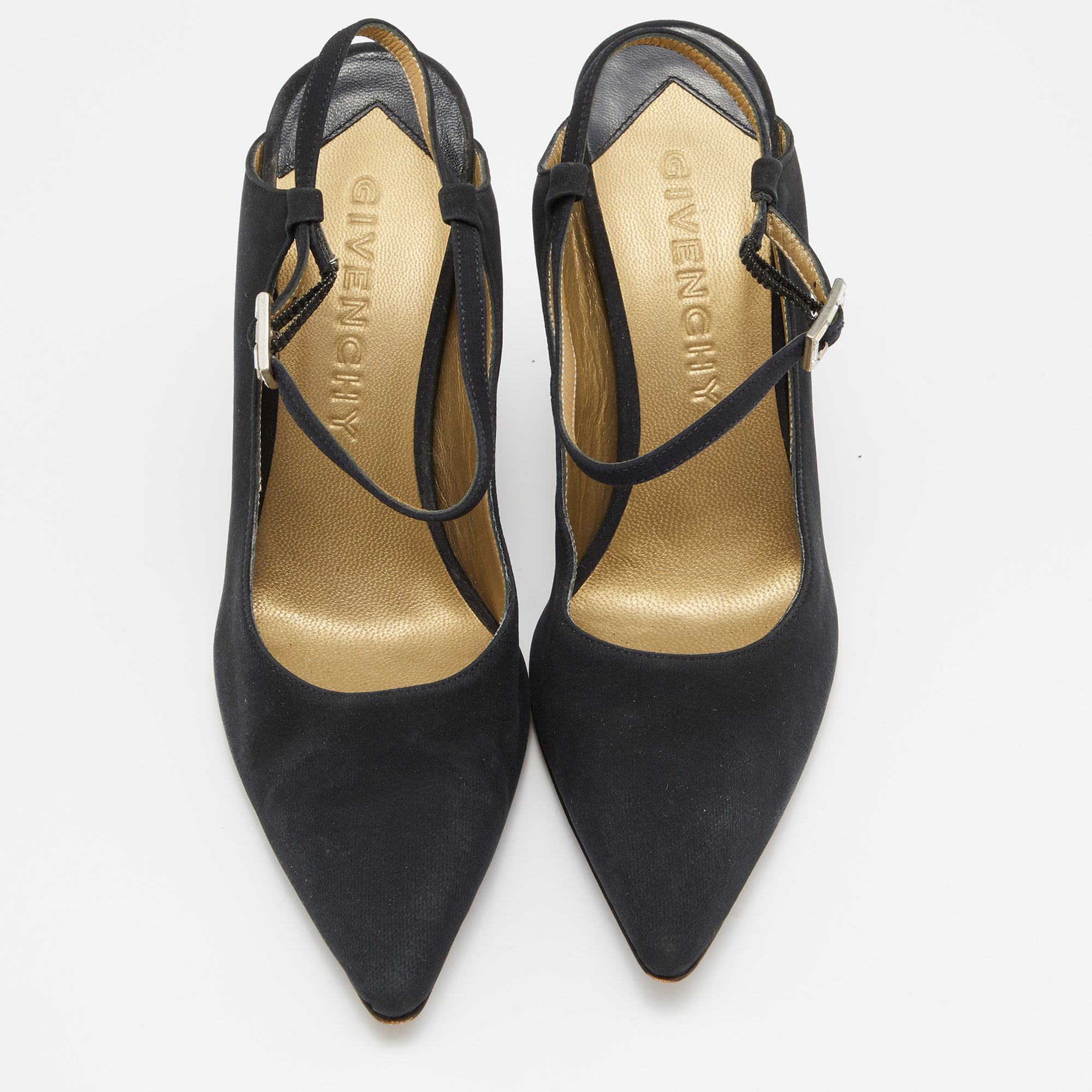 Givenchy Black Fabric Pointed Toe Slingback Pumps Size 36