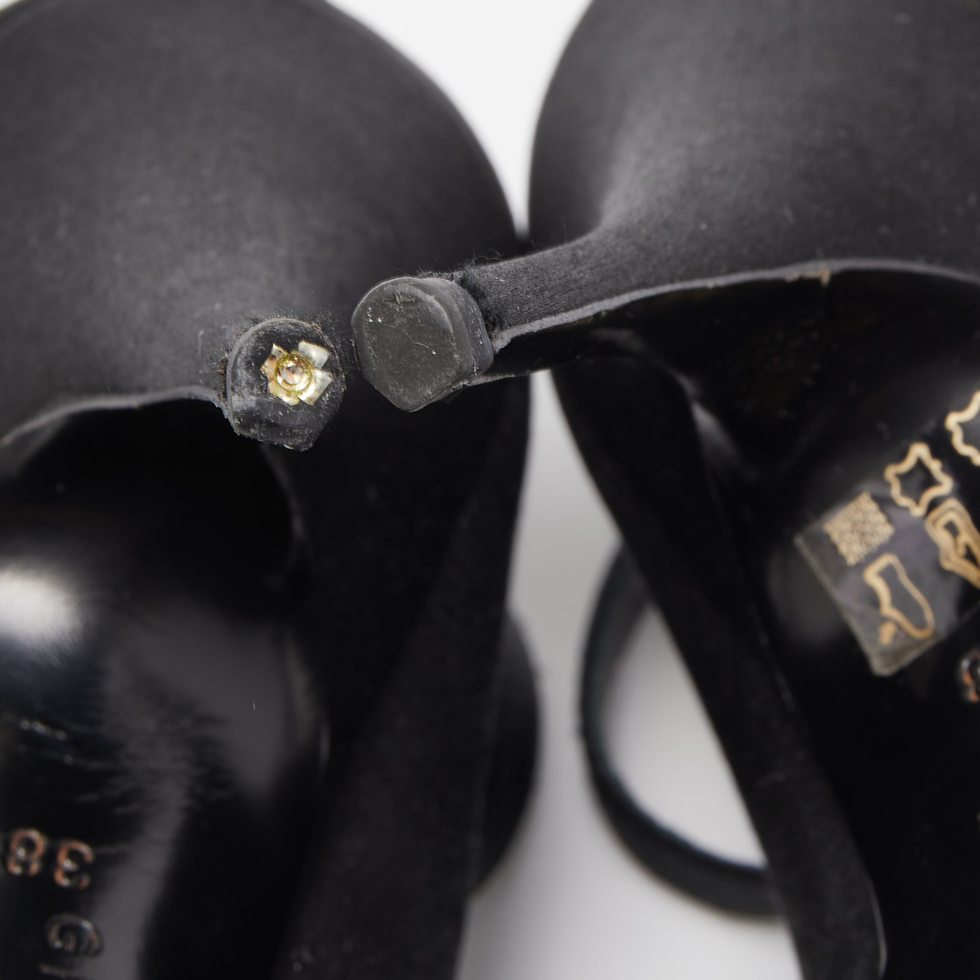 Givenchy Black Satin Crystal Buckle Embellished T Strap Open Toe Sandals Size 38