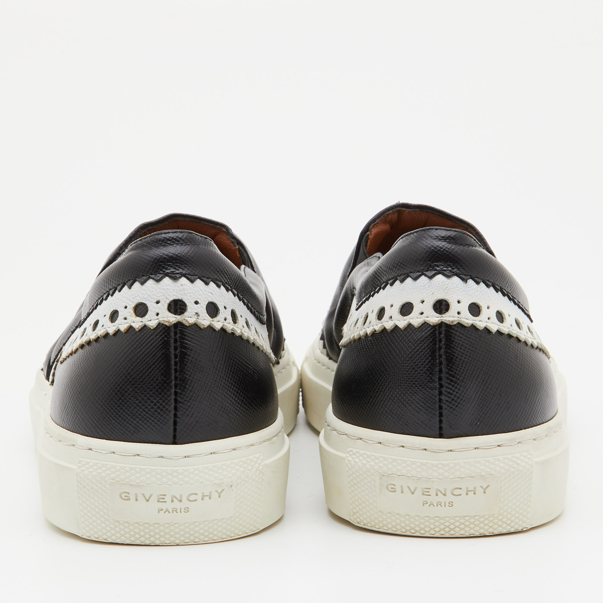 Givenchy Black/White Leather Slip On Sneakers Size 36