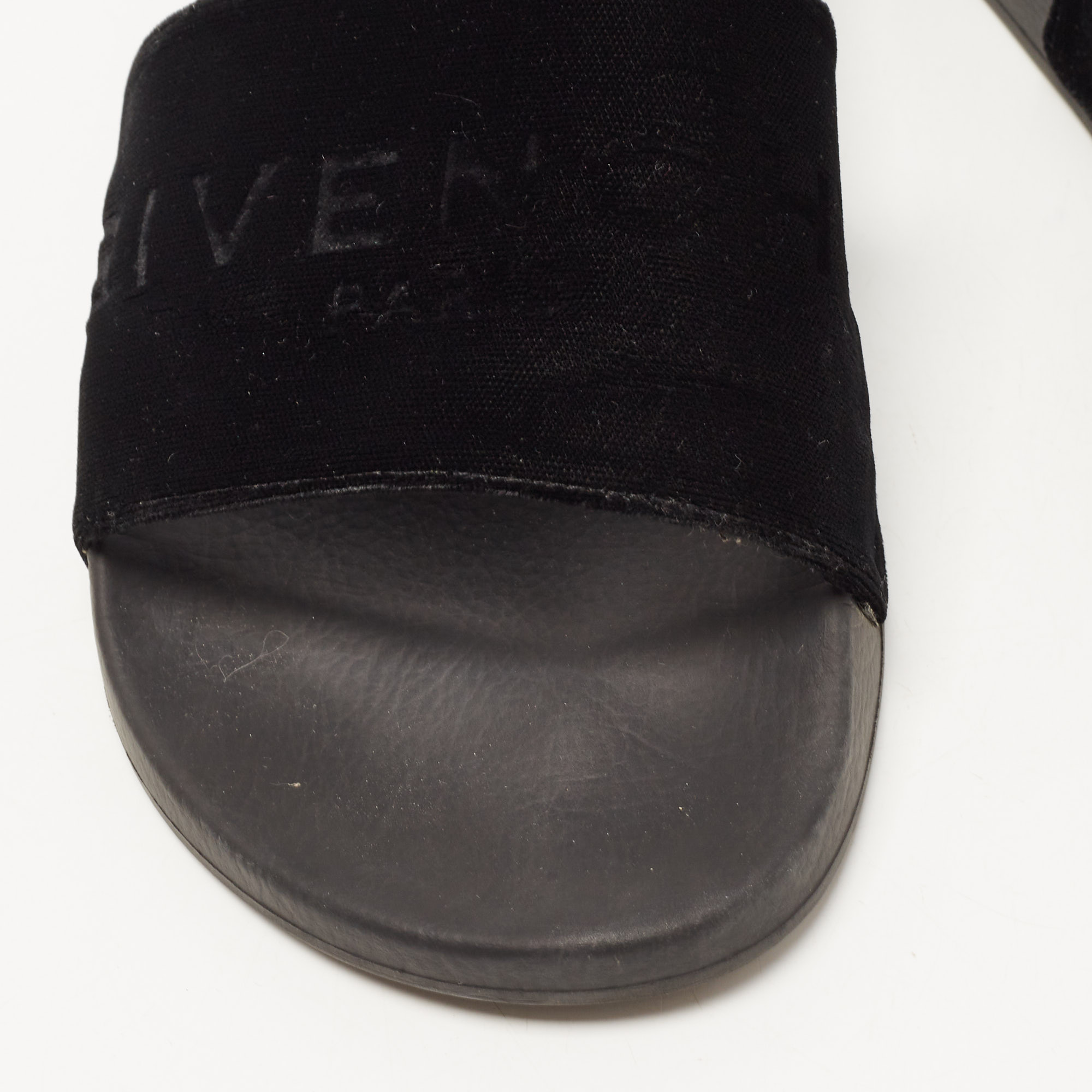 Givenchy Black Velvet Logo Slides Size 40