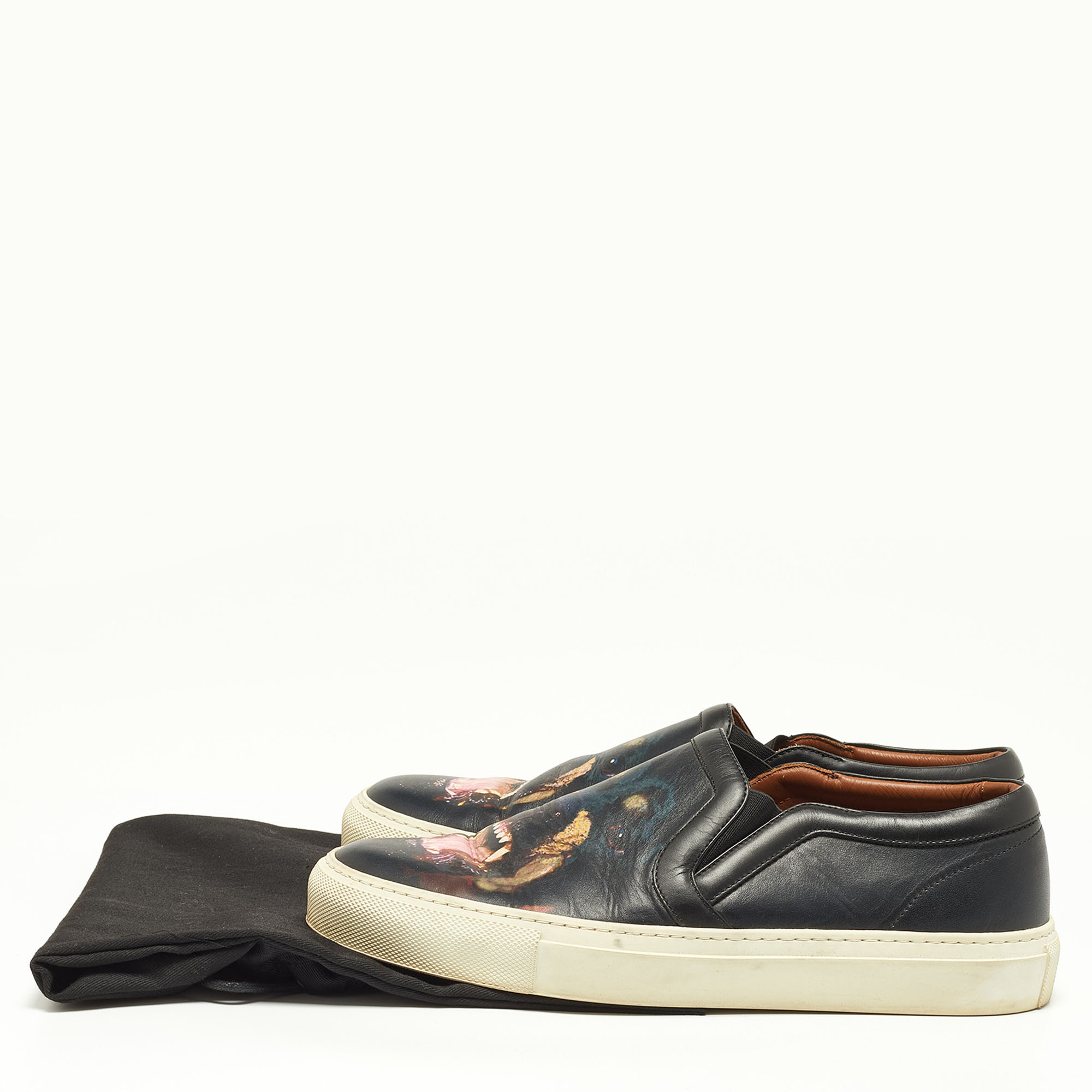 Givenchy Black Leather Rottweiler Slip On Sneakers Size 39