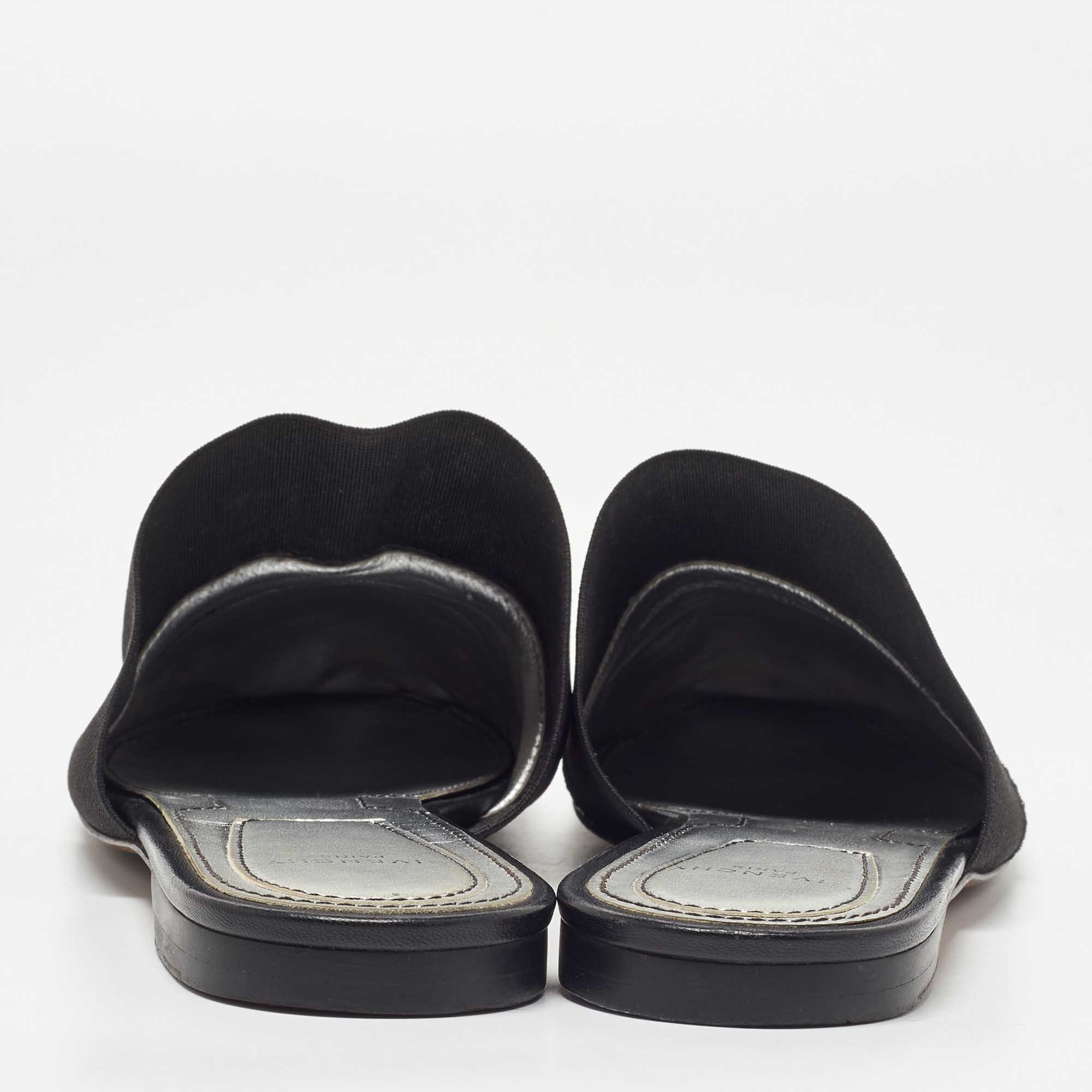 Givenchy Black Leather And Elastic Bedford Logo Mules Size 37.5