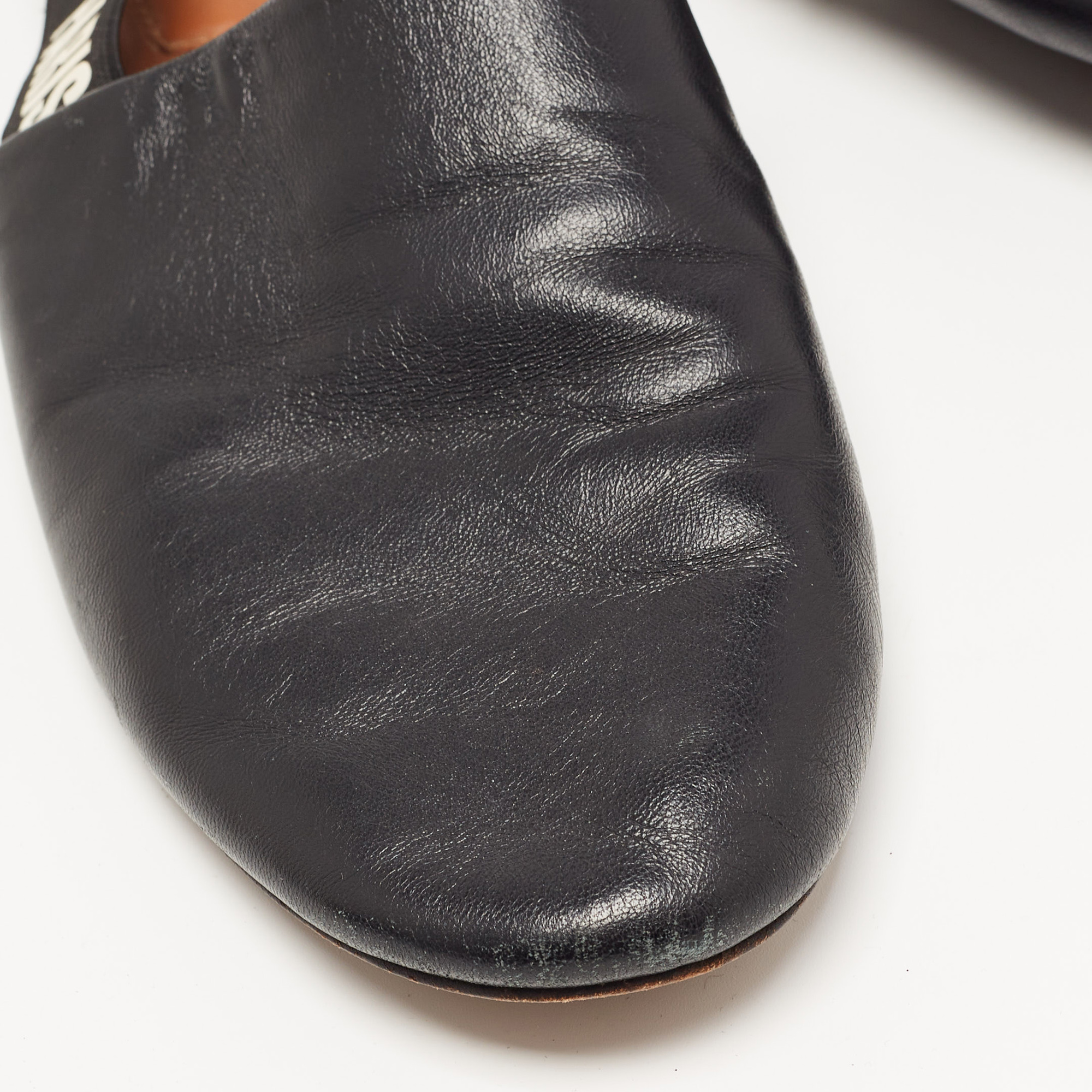 Givenchy Black Leather Rivington Slingback Flats Size 38
