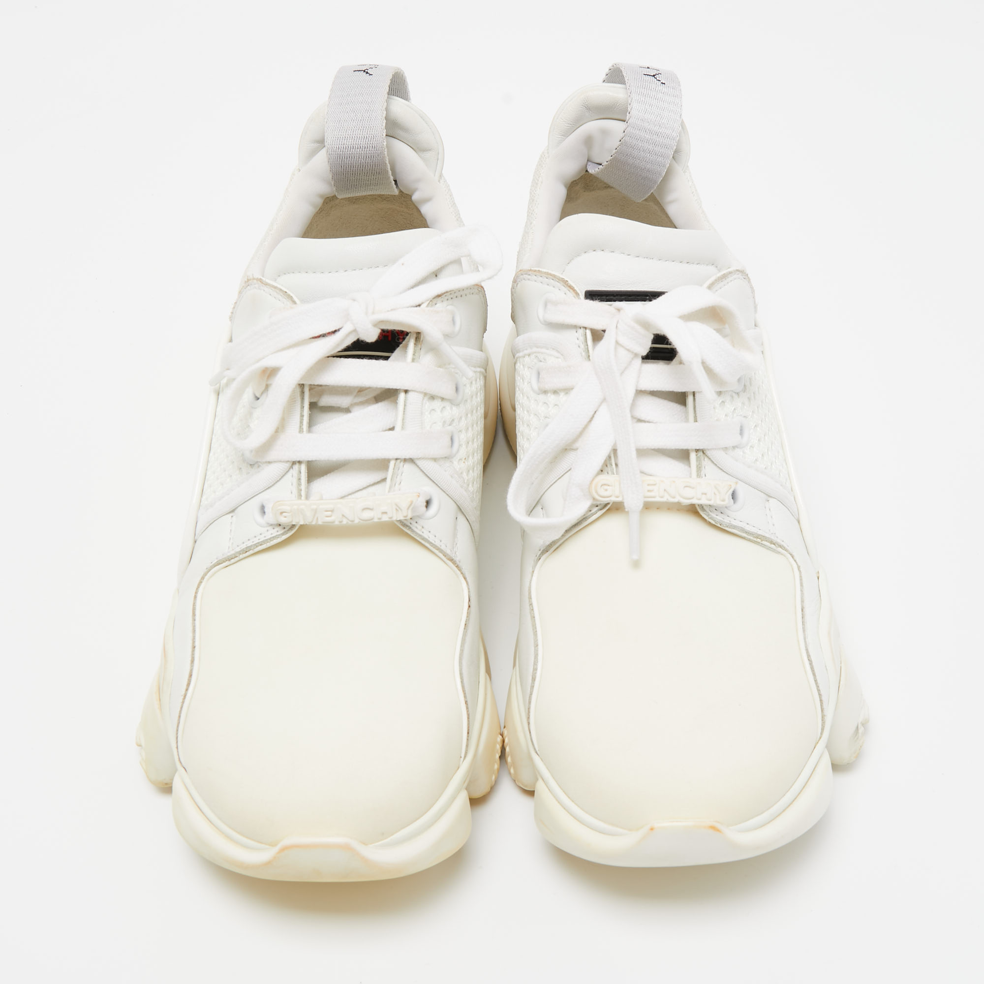 Givenchy White Leather And Neoprene Fabric Jaw Low Sneakers Size 39