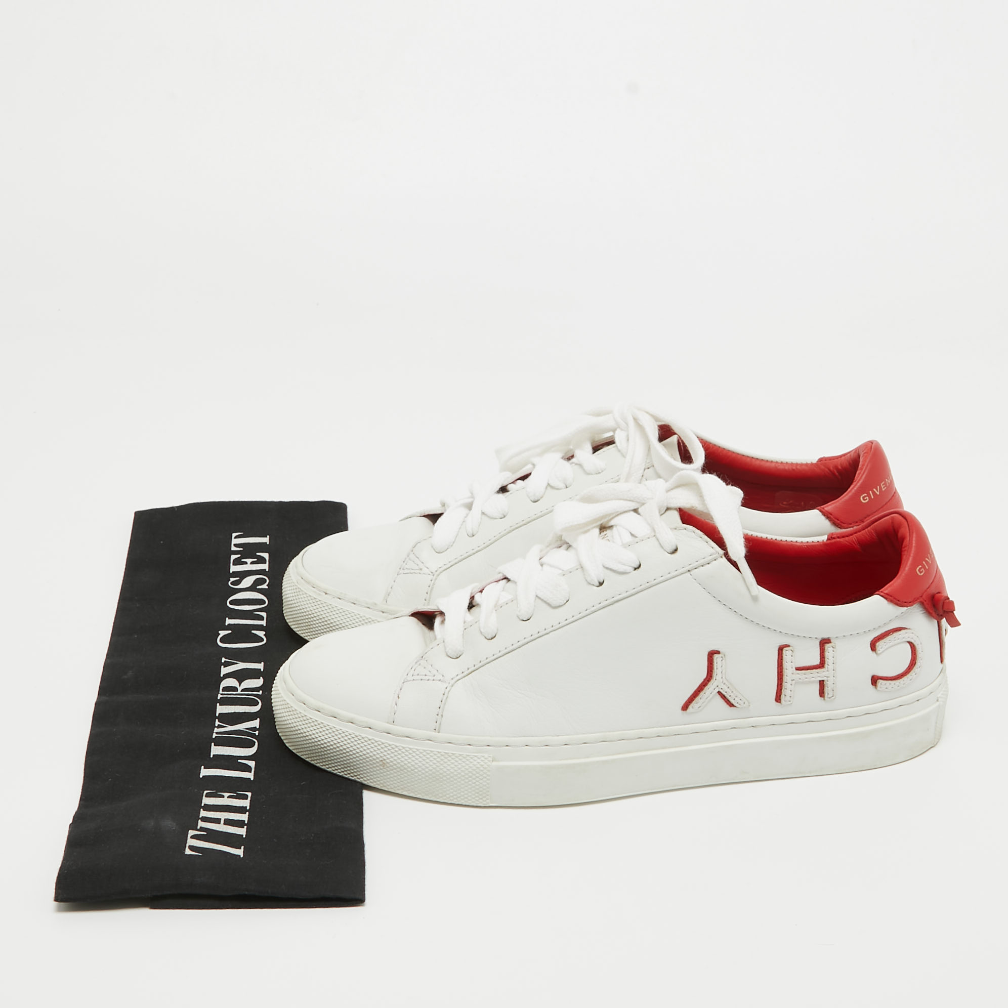 Givenchy White/Red Leather Reverse Sneakers Size 36