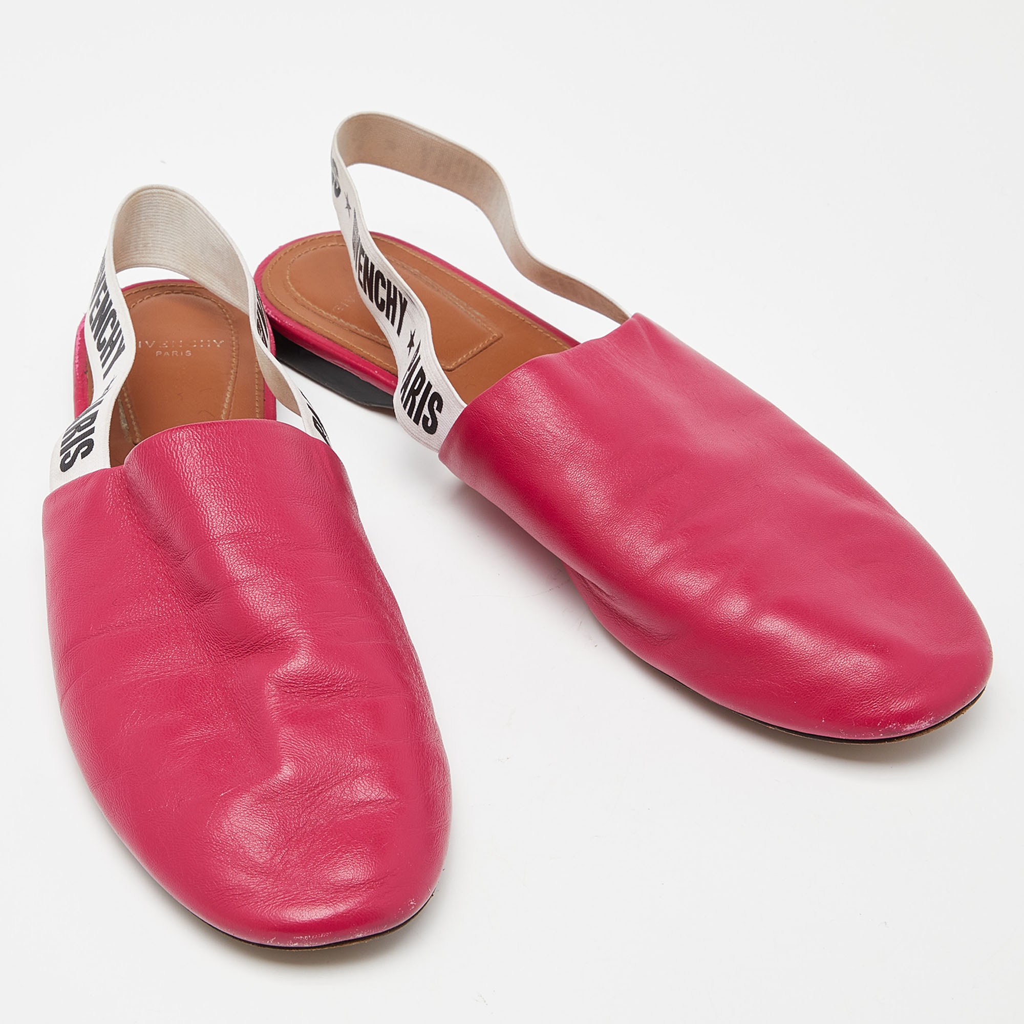 Givenchy Pink Leather Rivington Slingback Flats Size 37