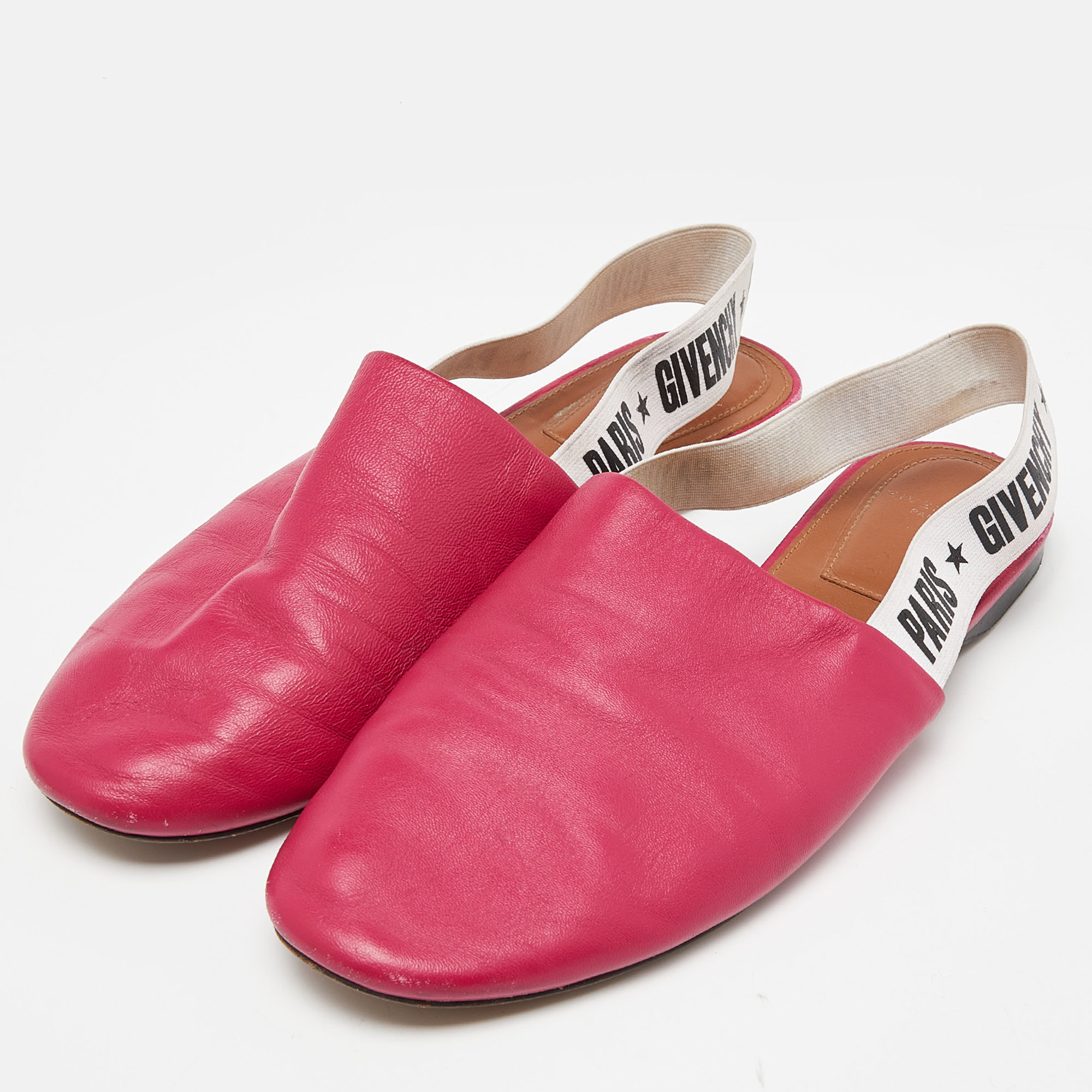 Givenchy Pink Leather Rivington Slingback Flats Size 37