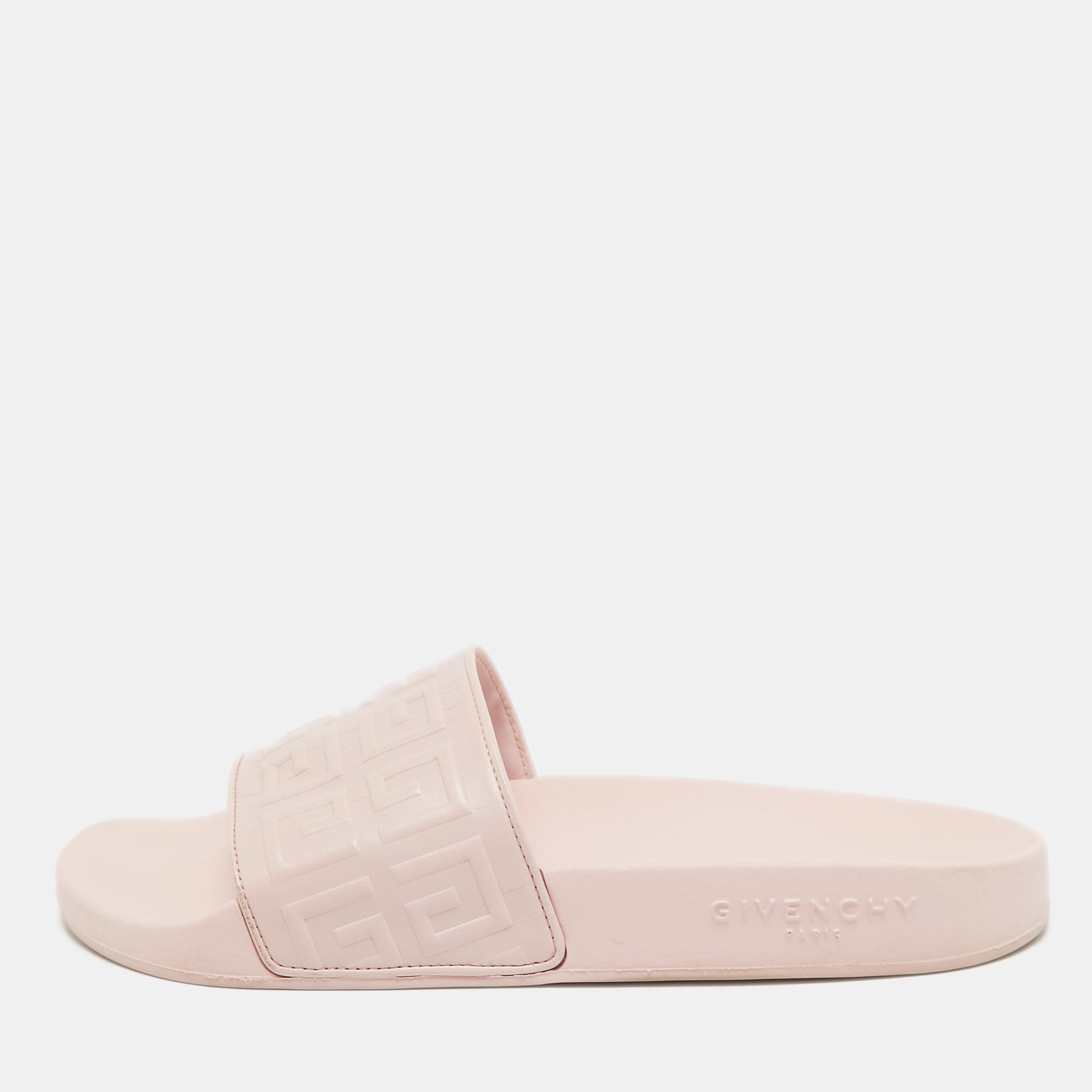 Givenchy pink rubber logo flat slides size 38