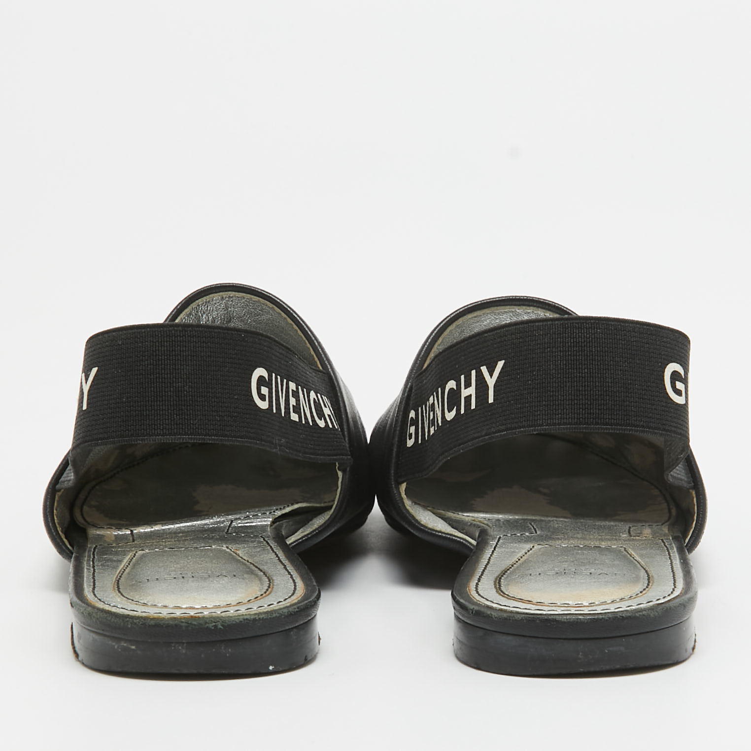 Givenchy Black Leather Rivington Slingback Flats Size 36