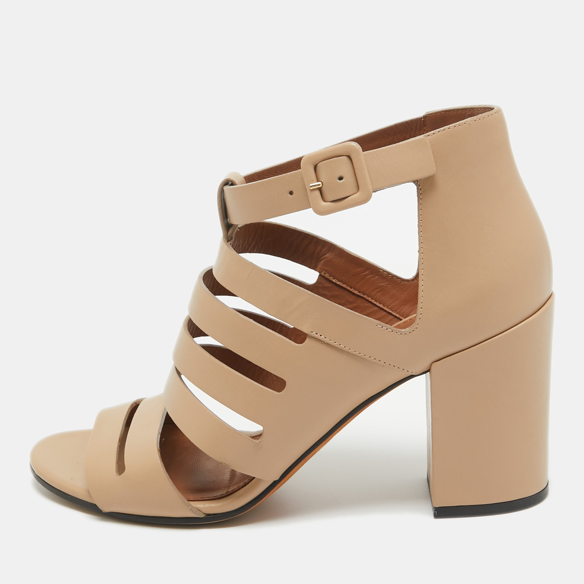 Givenchy beige leather gladiator block heel ankle strap sandals size 38